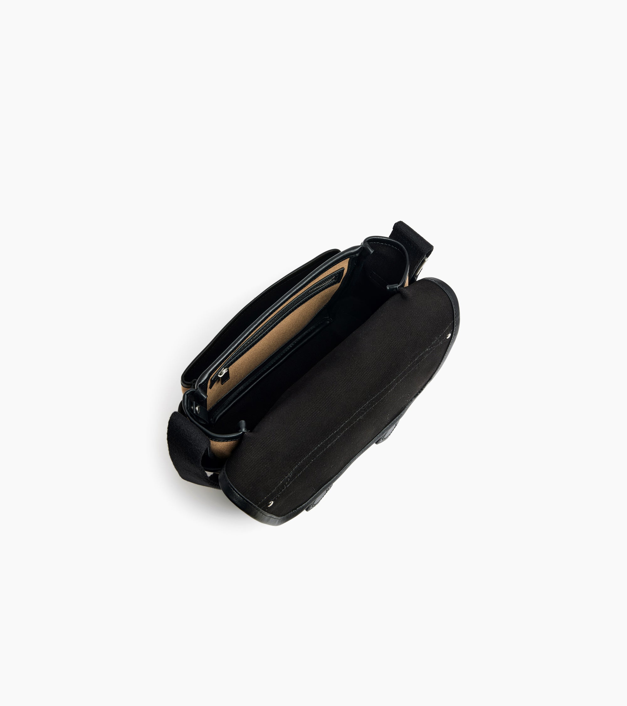 Solveig small shoulder bag in cotton canvas and smooth leather
