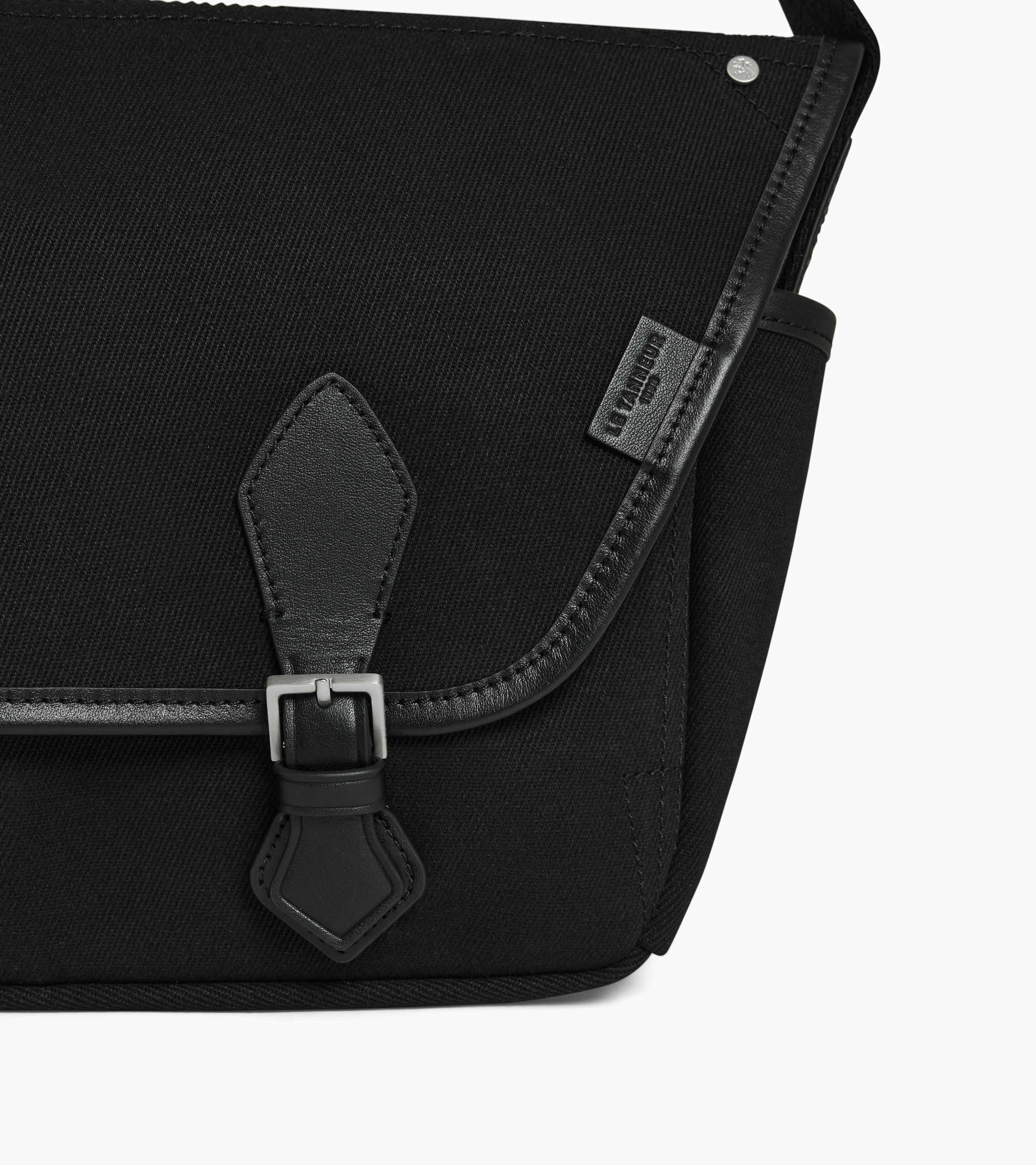 Solveig medium shoulder bag in cotton canvas and smooth leather