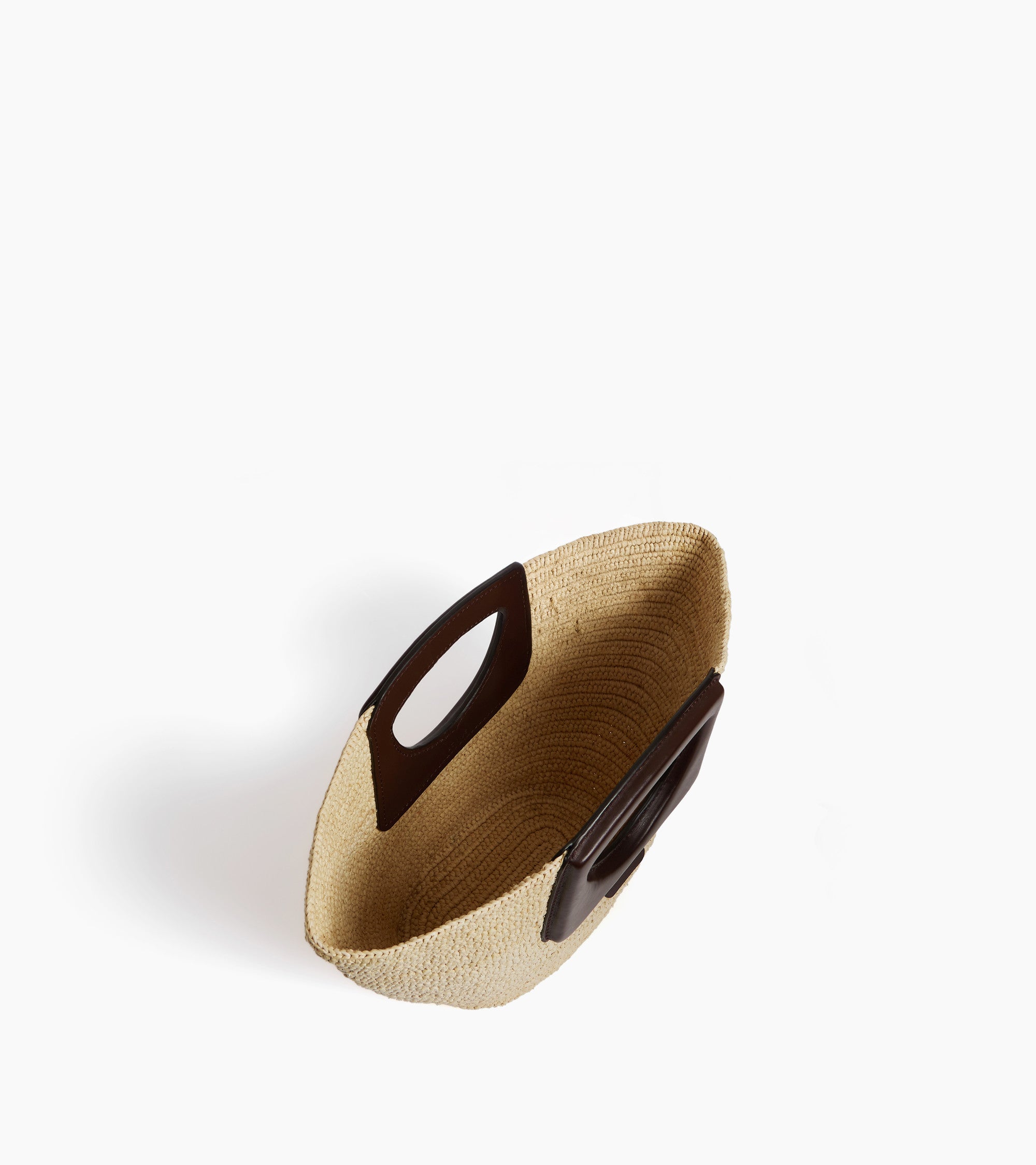 Small handbag in natural raffia and smooth vegetable leather