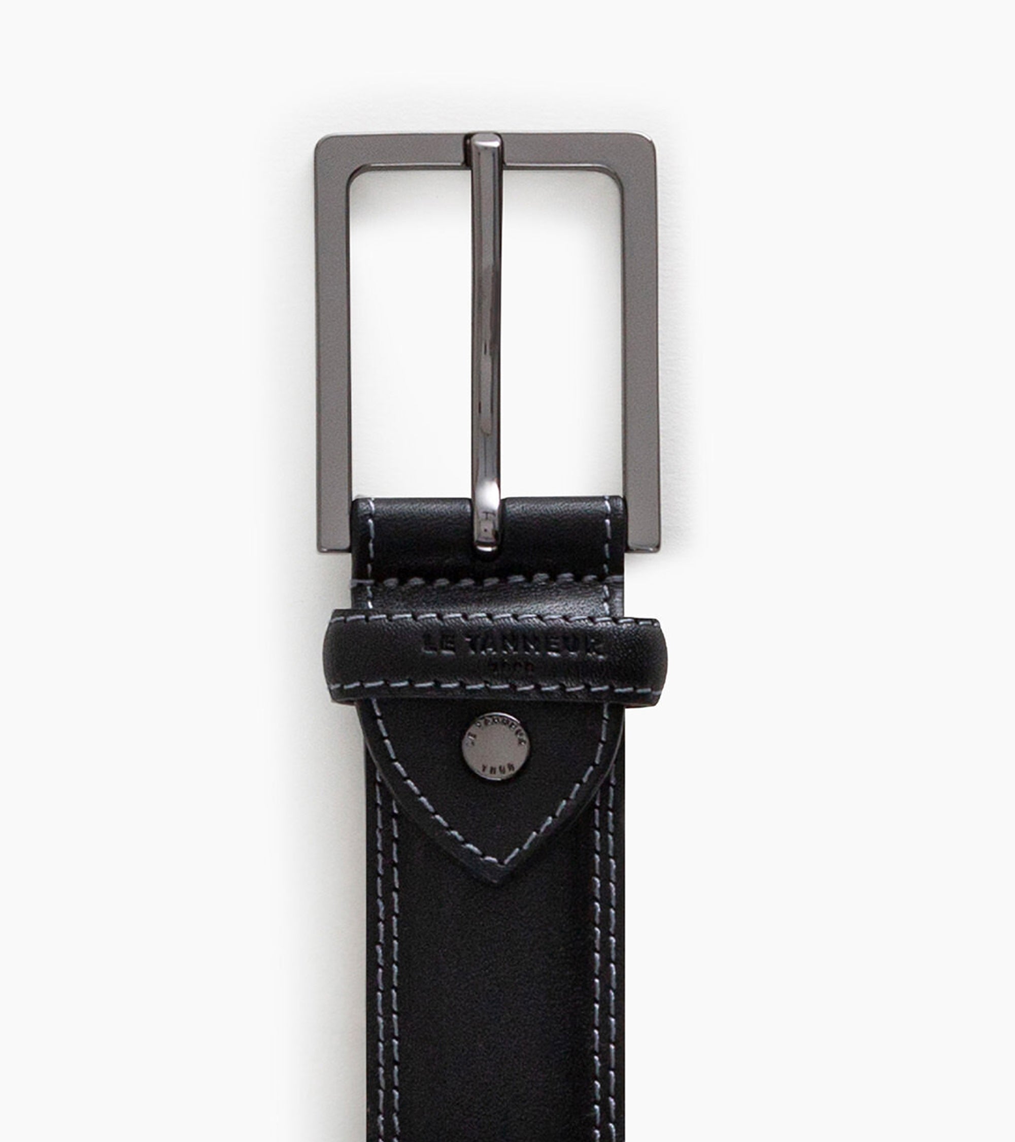 Men's belt with square buckle in smooth leather