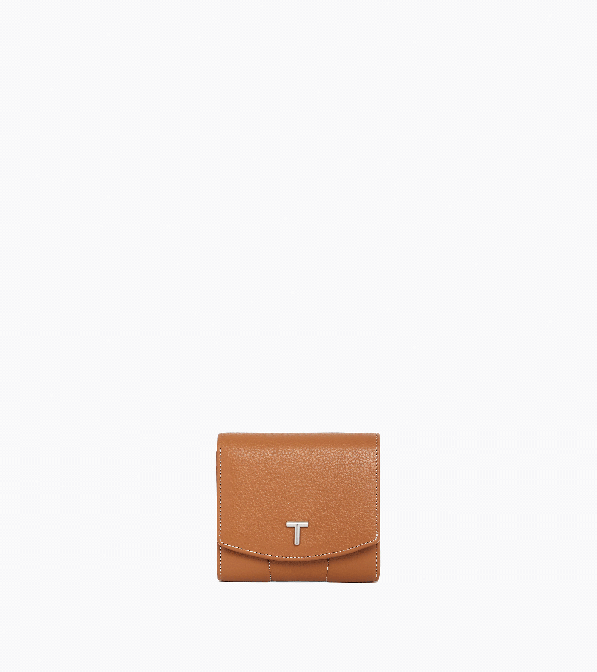 Romy coin case with flap closure in grained leather