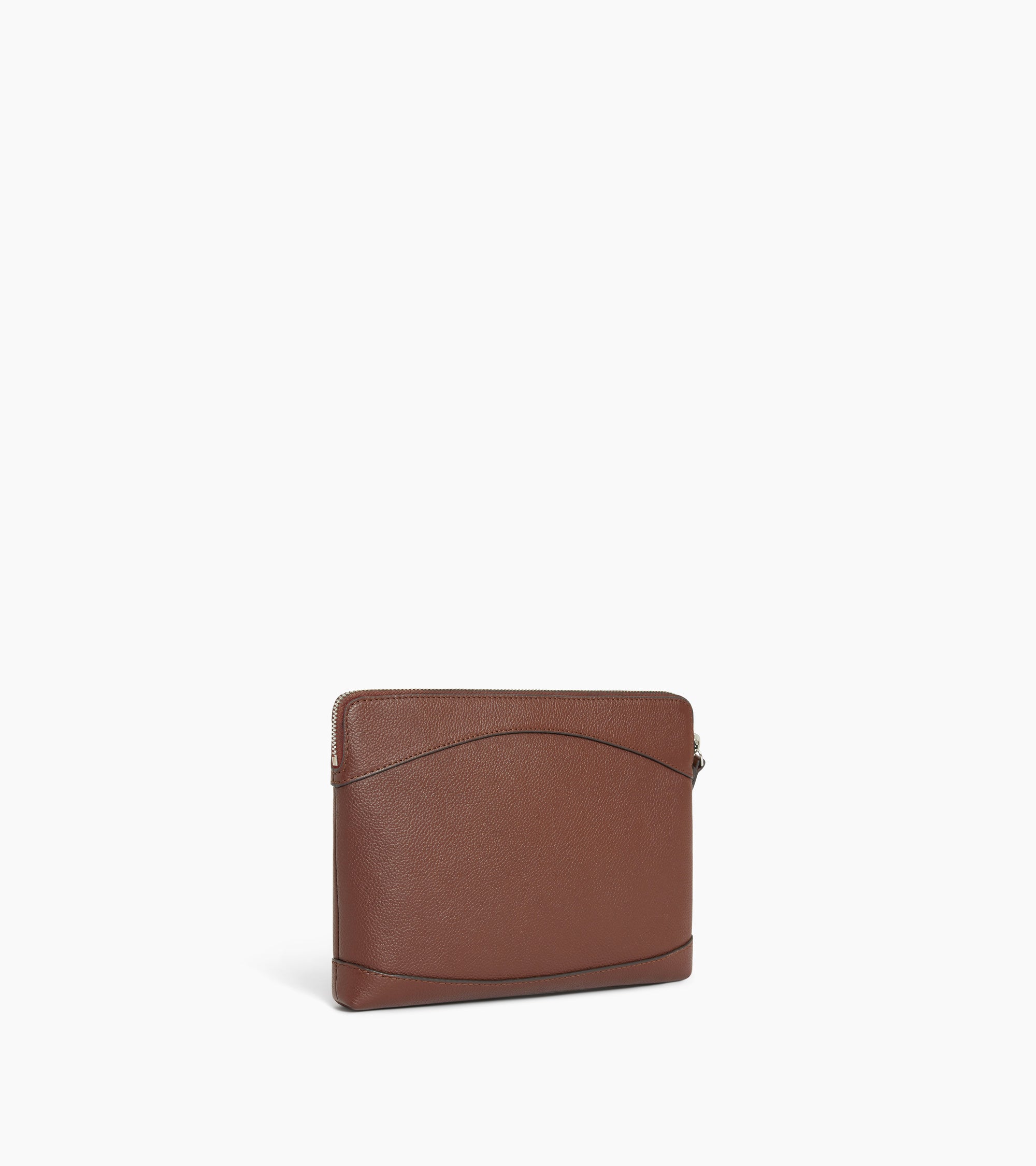 Zipped grained leather pouch