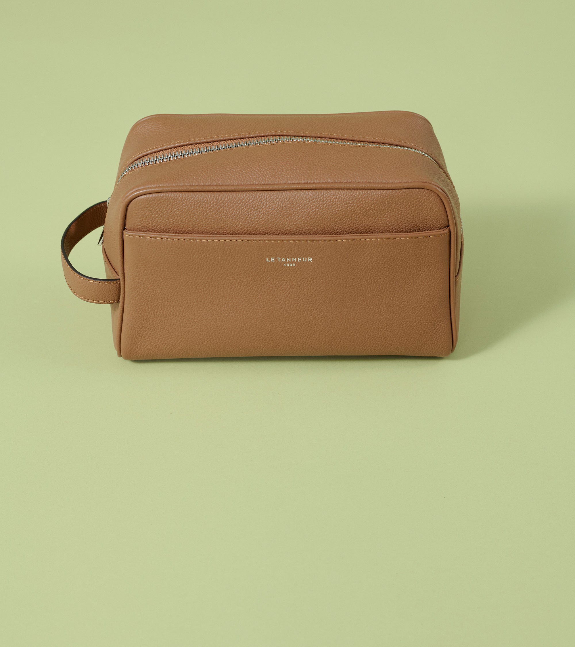 Grained leather toiletry bag