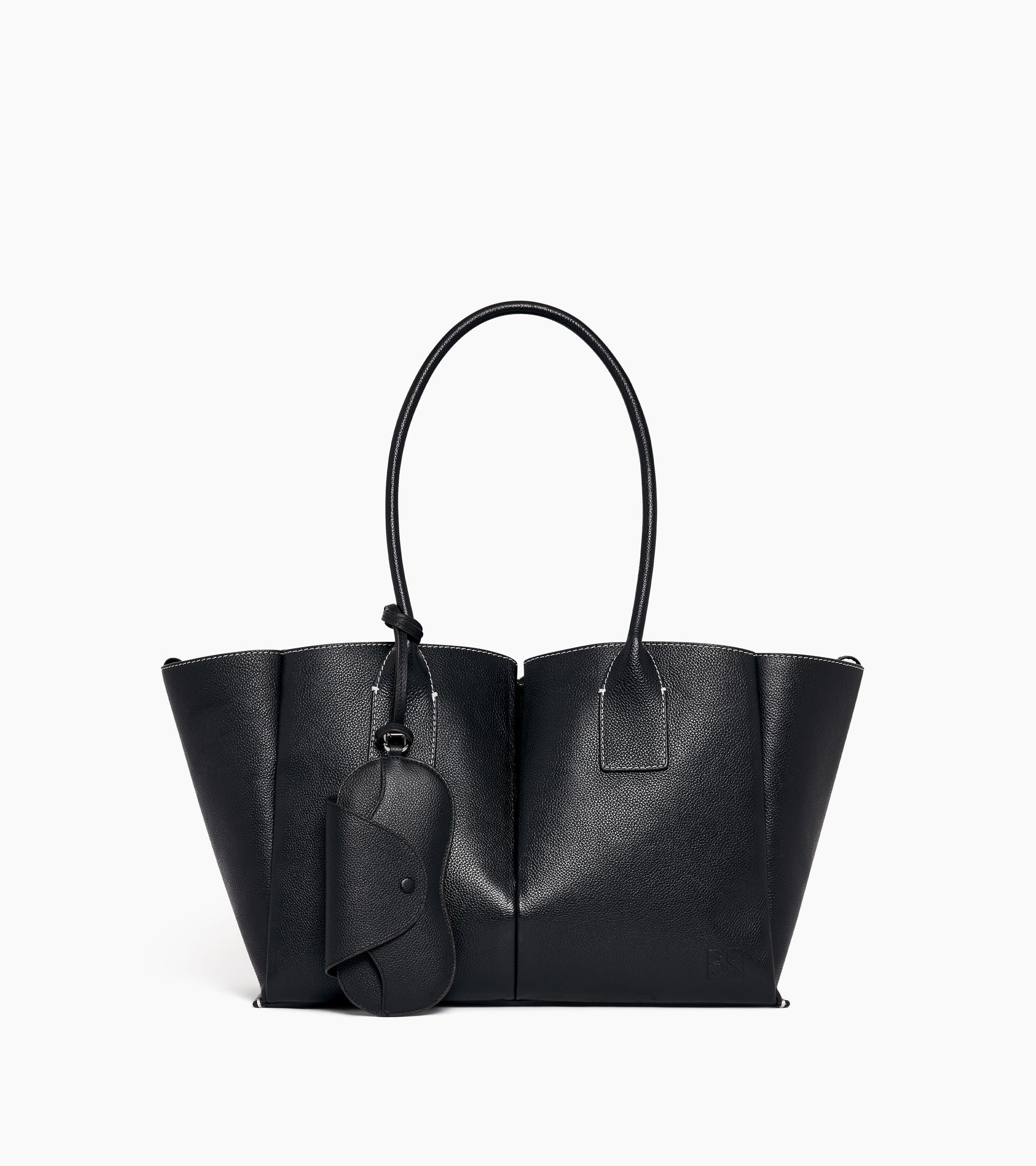 Grained leather glasses case with charms