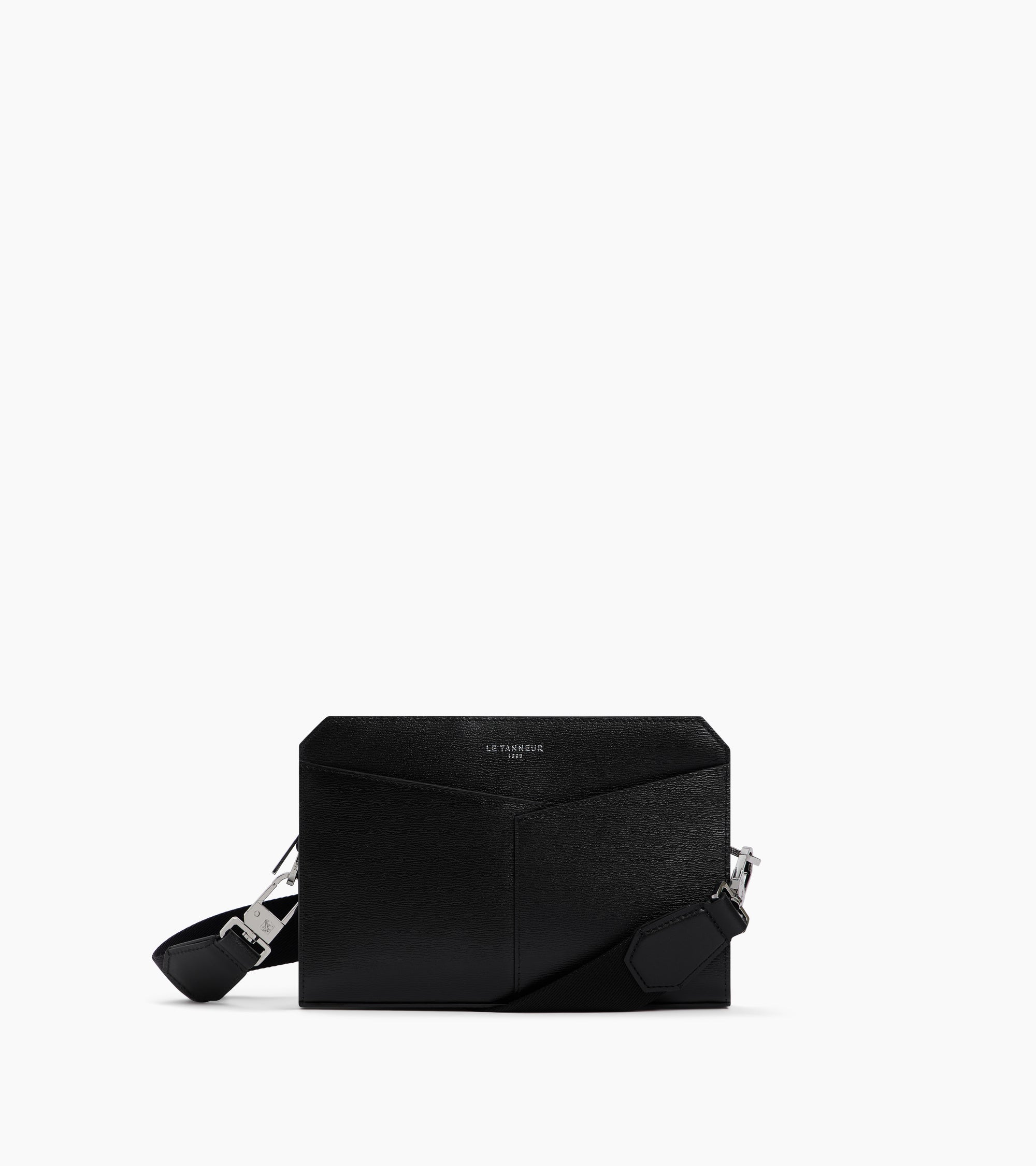 Anatole pouch with strap in bonded and smooth leather