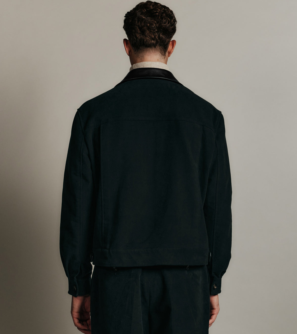 Le Tanneur x HAST smooth leather and cotton canvas jacket