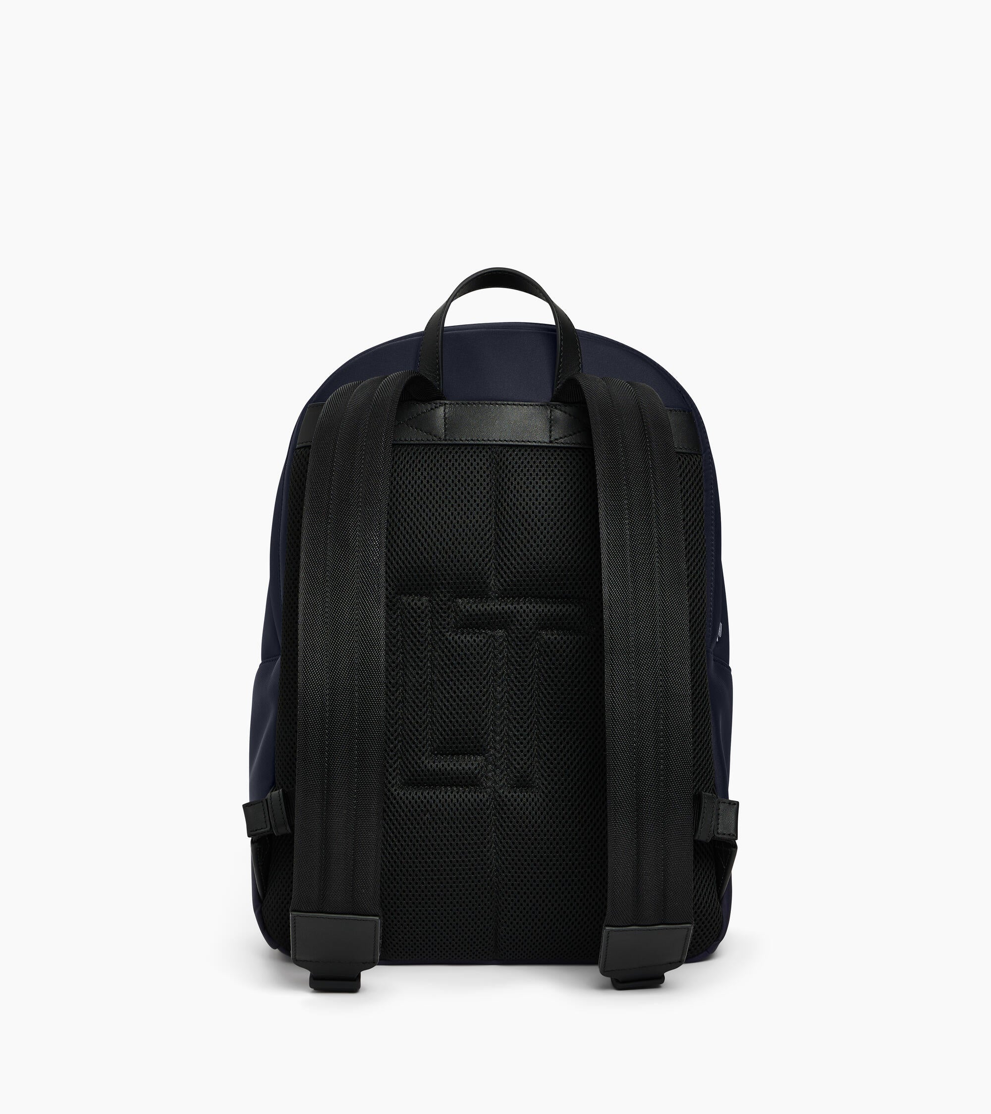 Basile zipped backpack in nylon canvas and smooth leather