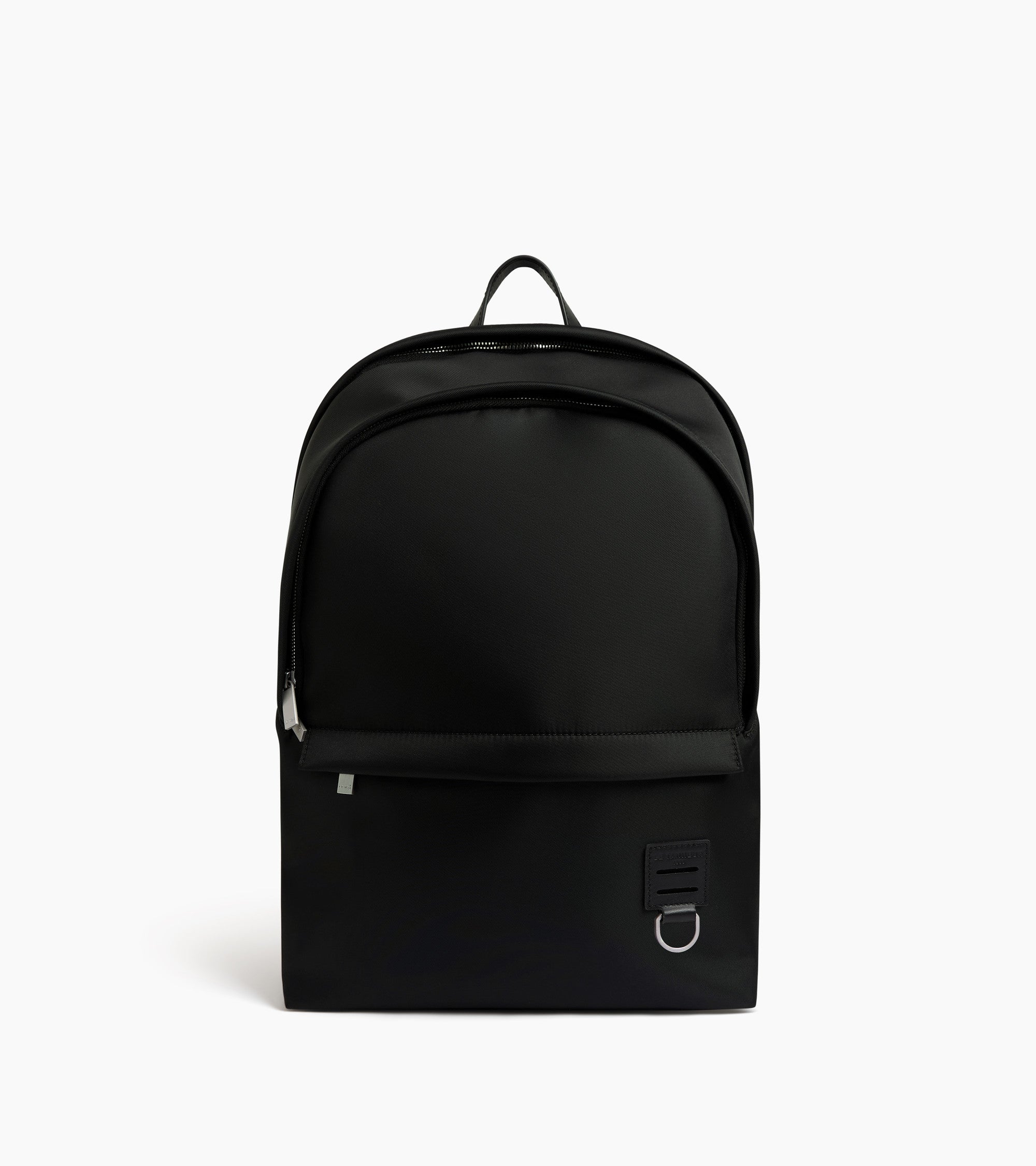 Basile zipped backpack in nylon canvas and smooth leather