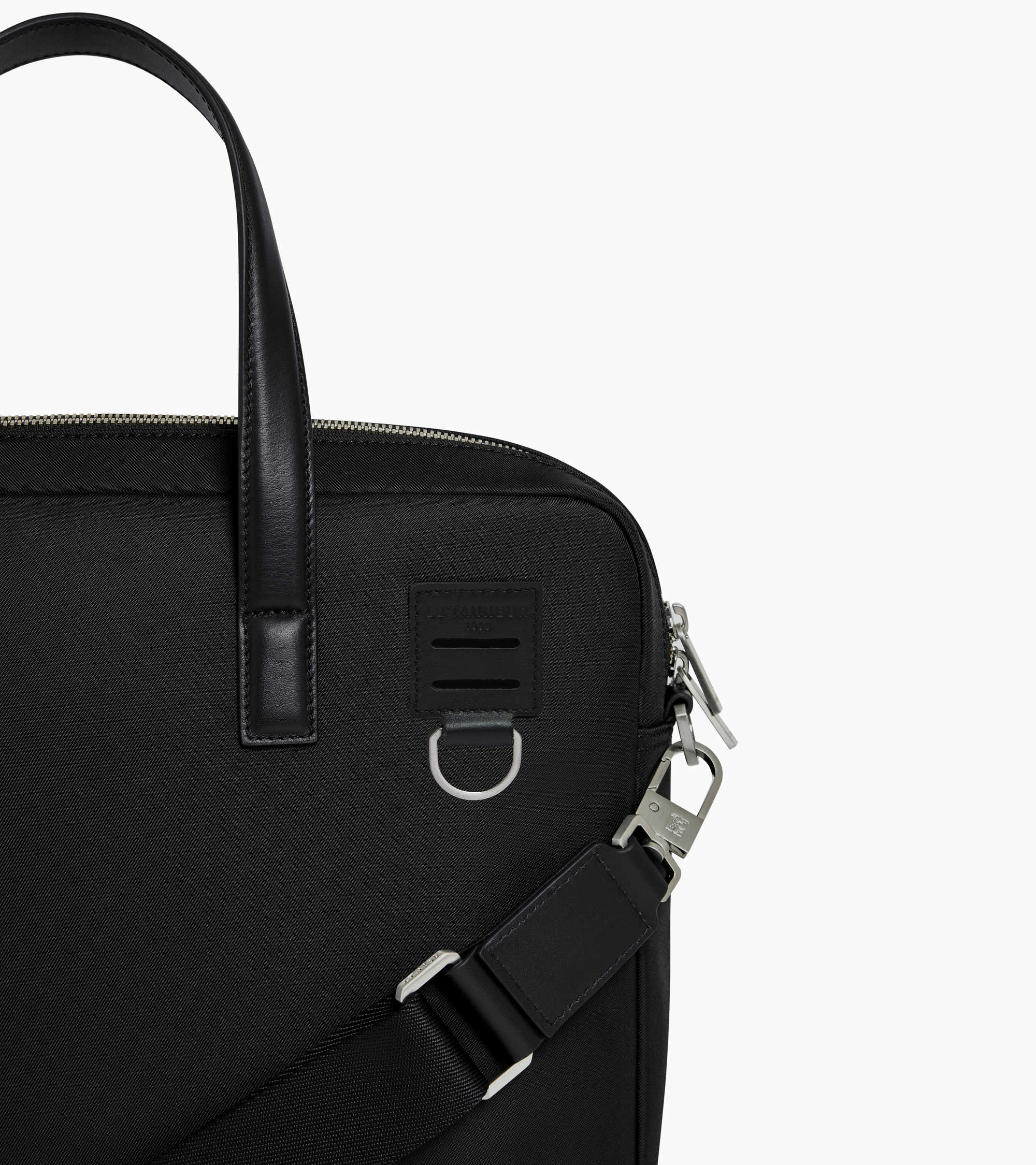 Basile 15" briefcase in nylon canvas and smooth leather