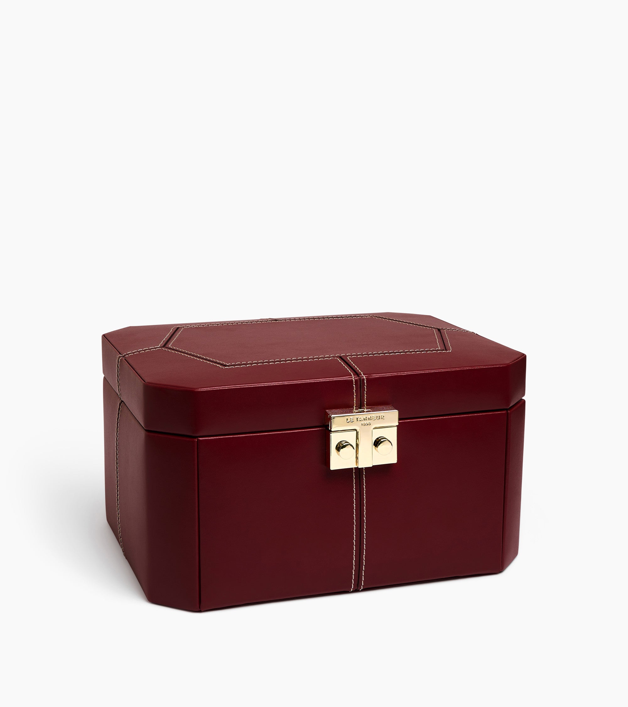 Large jewellery box with T-clasp in leather