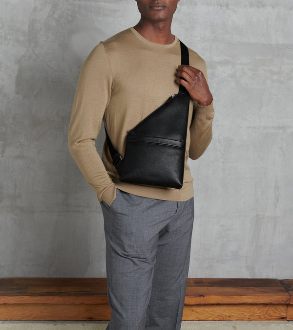 Charles sling satchel in grained leather