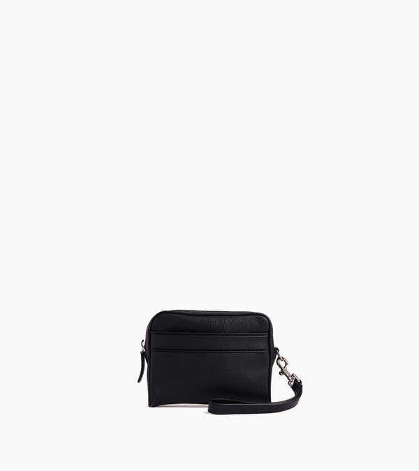 Charles pouch with detachable strap in grained leather