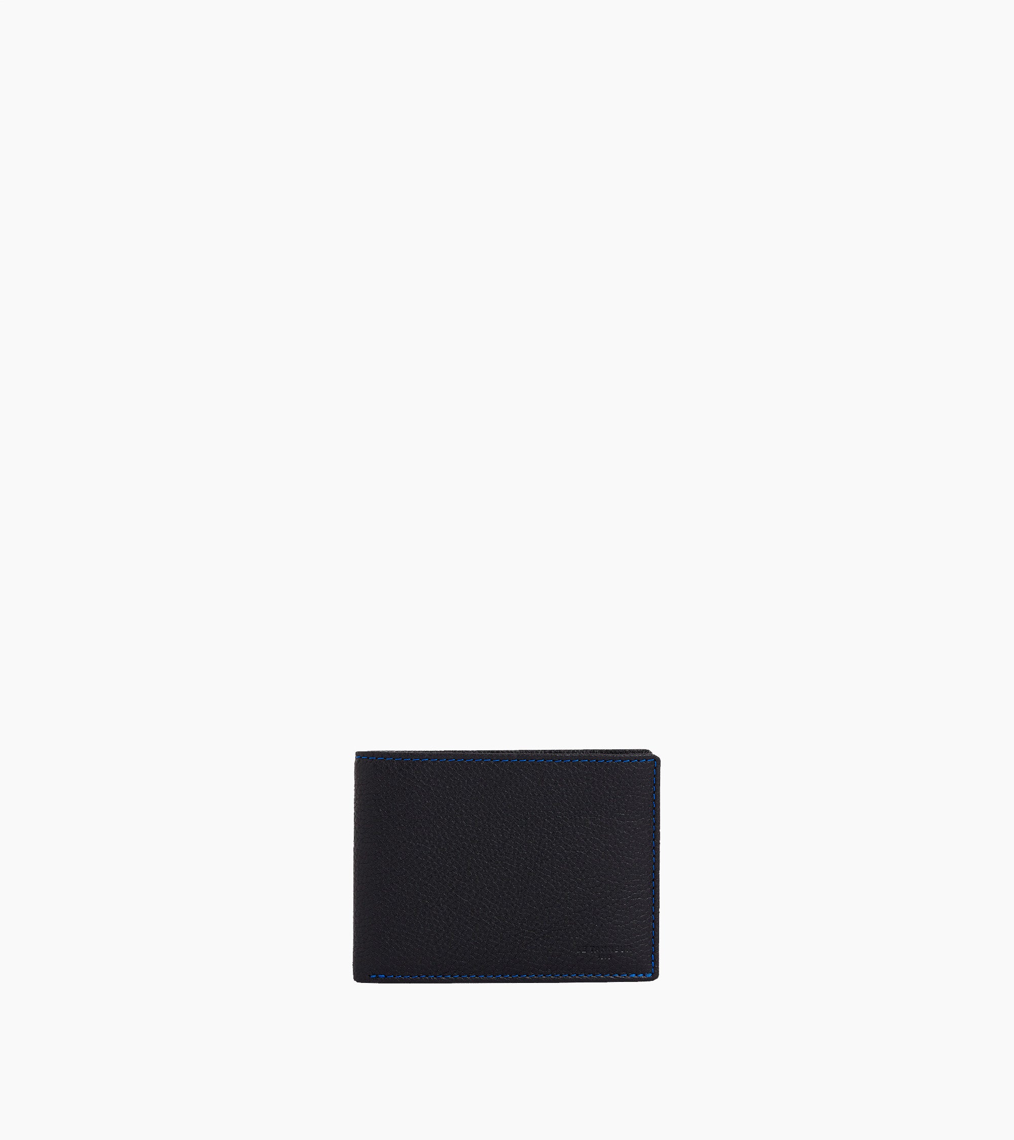 Charles horizontal, zipped wallet with 2 gussets in grained leather