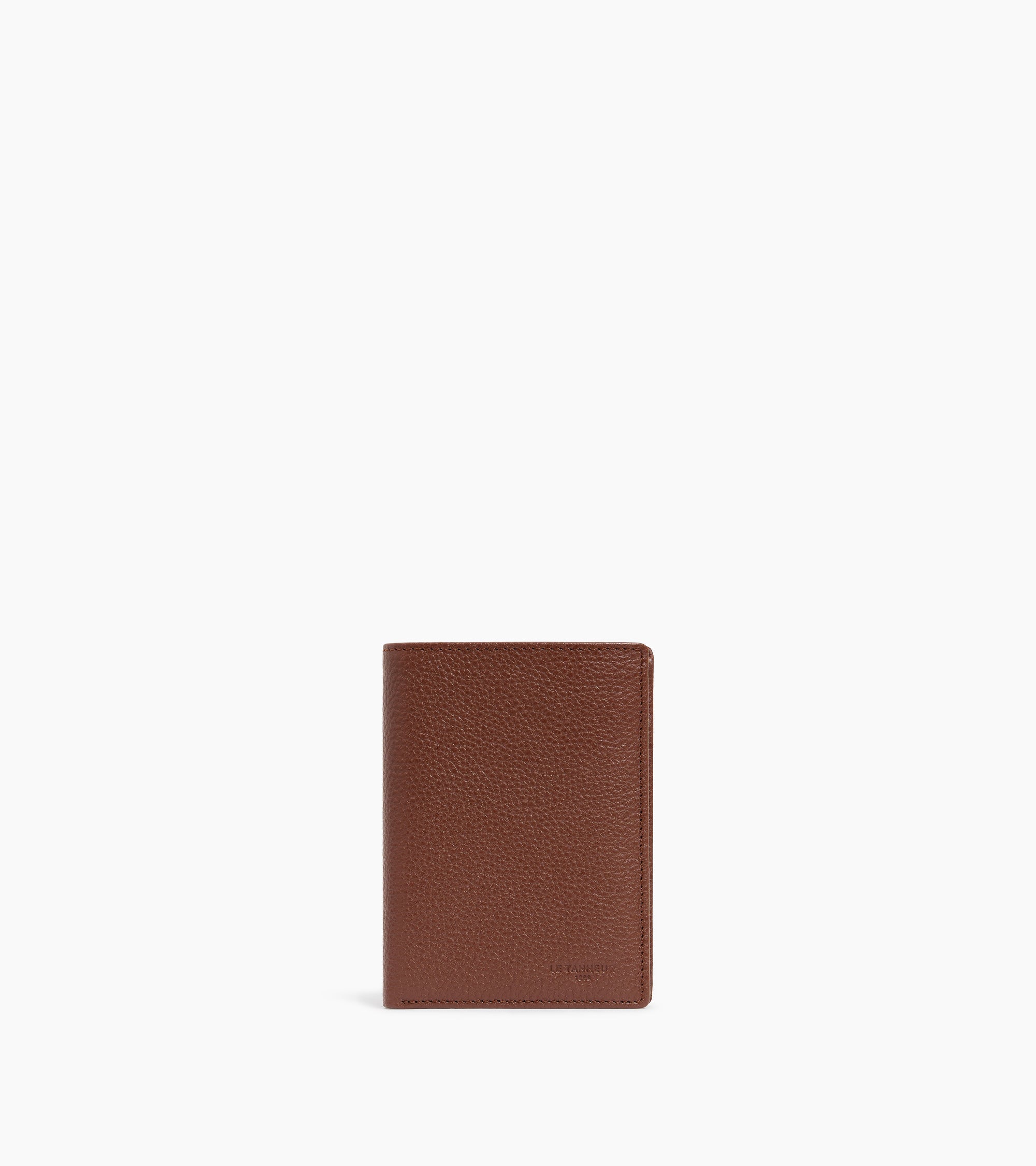 Charles medium-sized zipped wallet with 2 gussets in grained leather