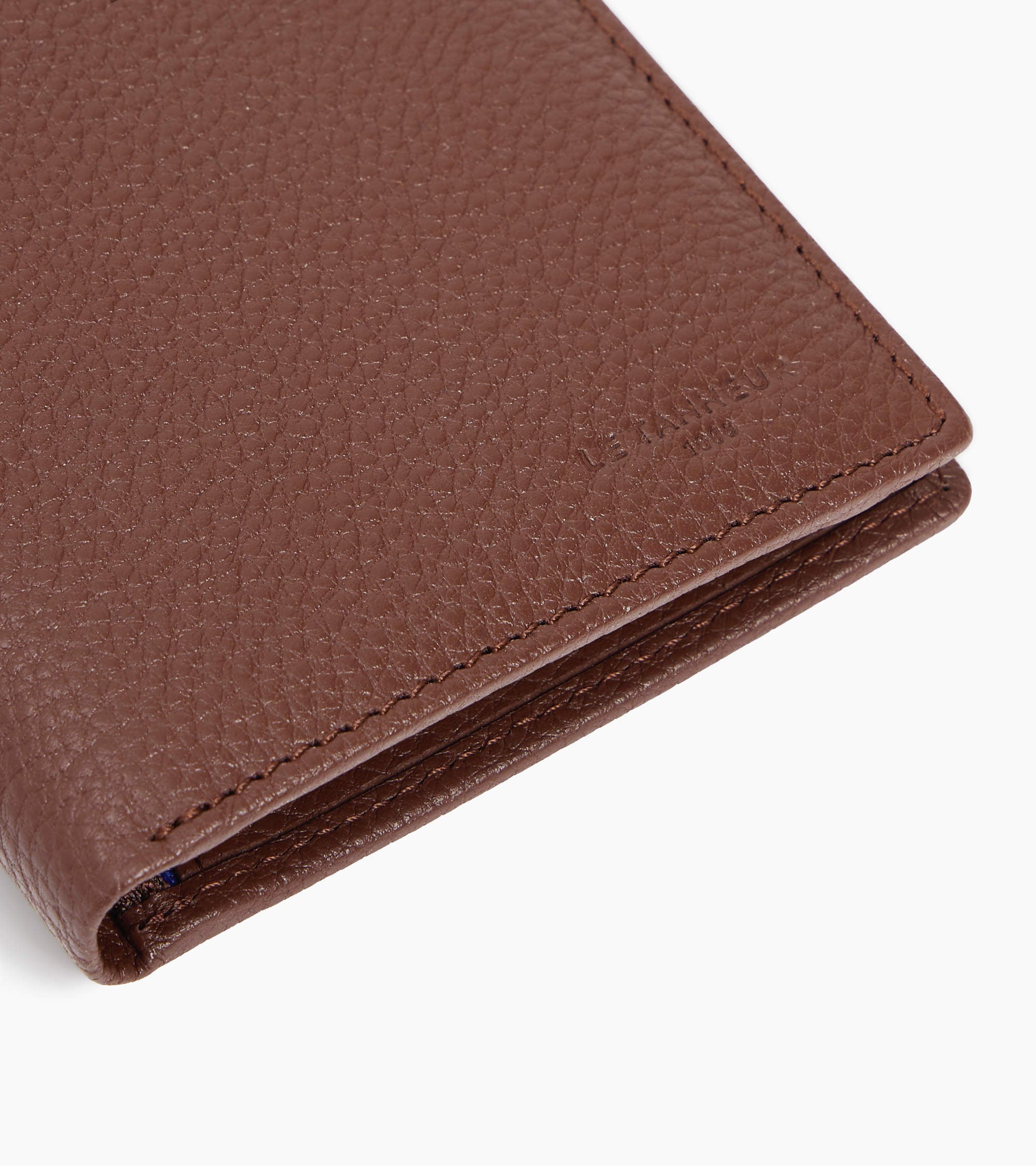 Charles medium-sized zipped wallet with 2 gussets in grained leather
