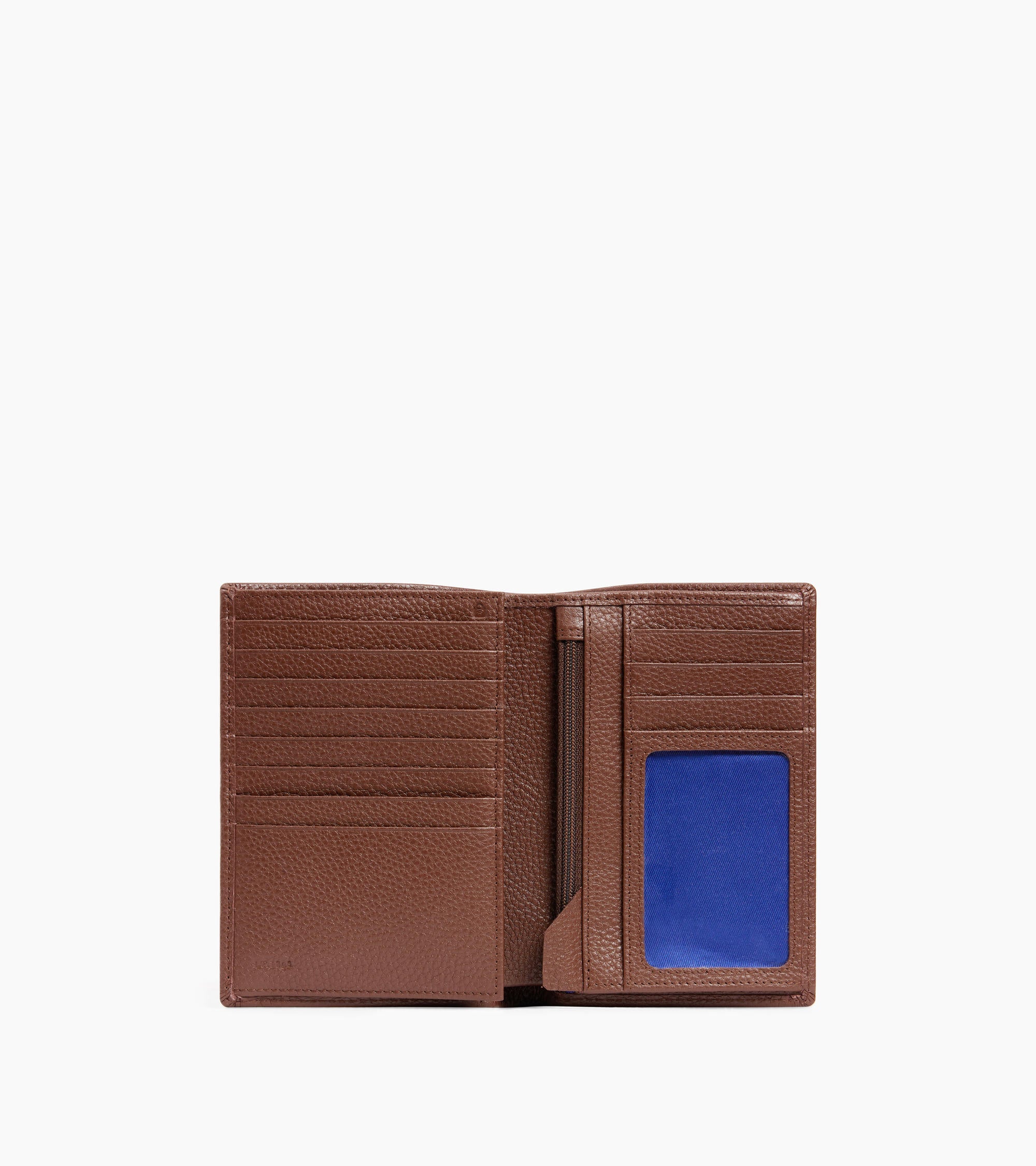 Charles large, vertical, zipped wallet with 2 gussets in grained leather
