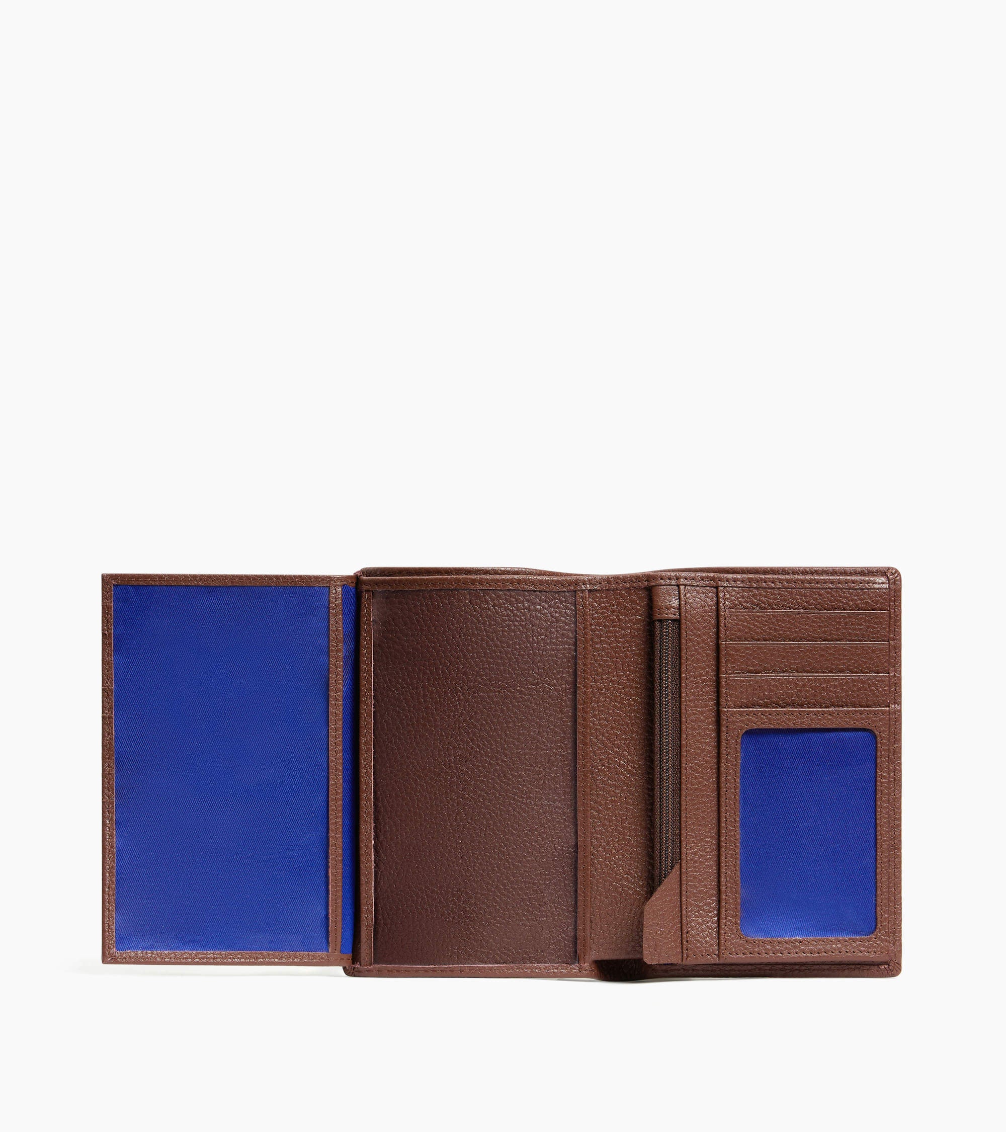 Charles large, vertical, zipped wallet with 2 gussets in grained leather