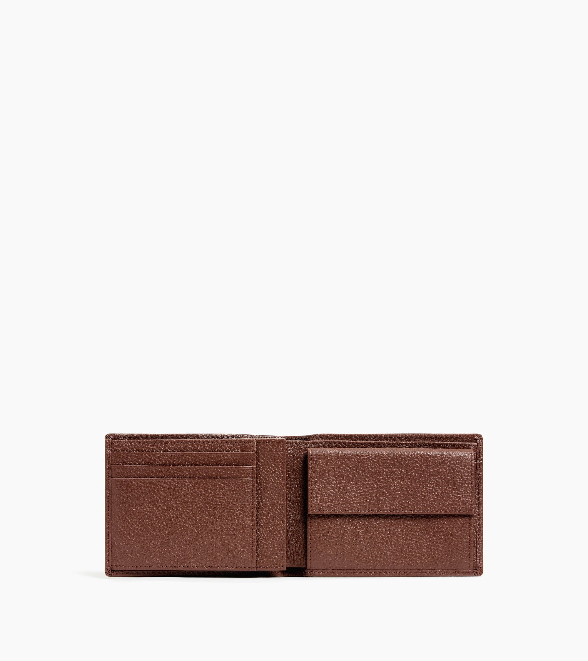 Charles flap wallet with 2 gussets in grained leather