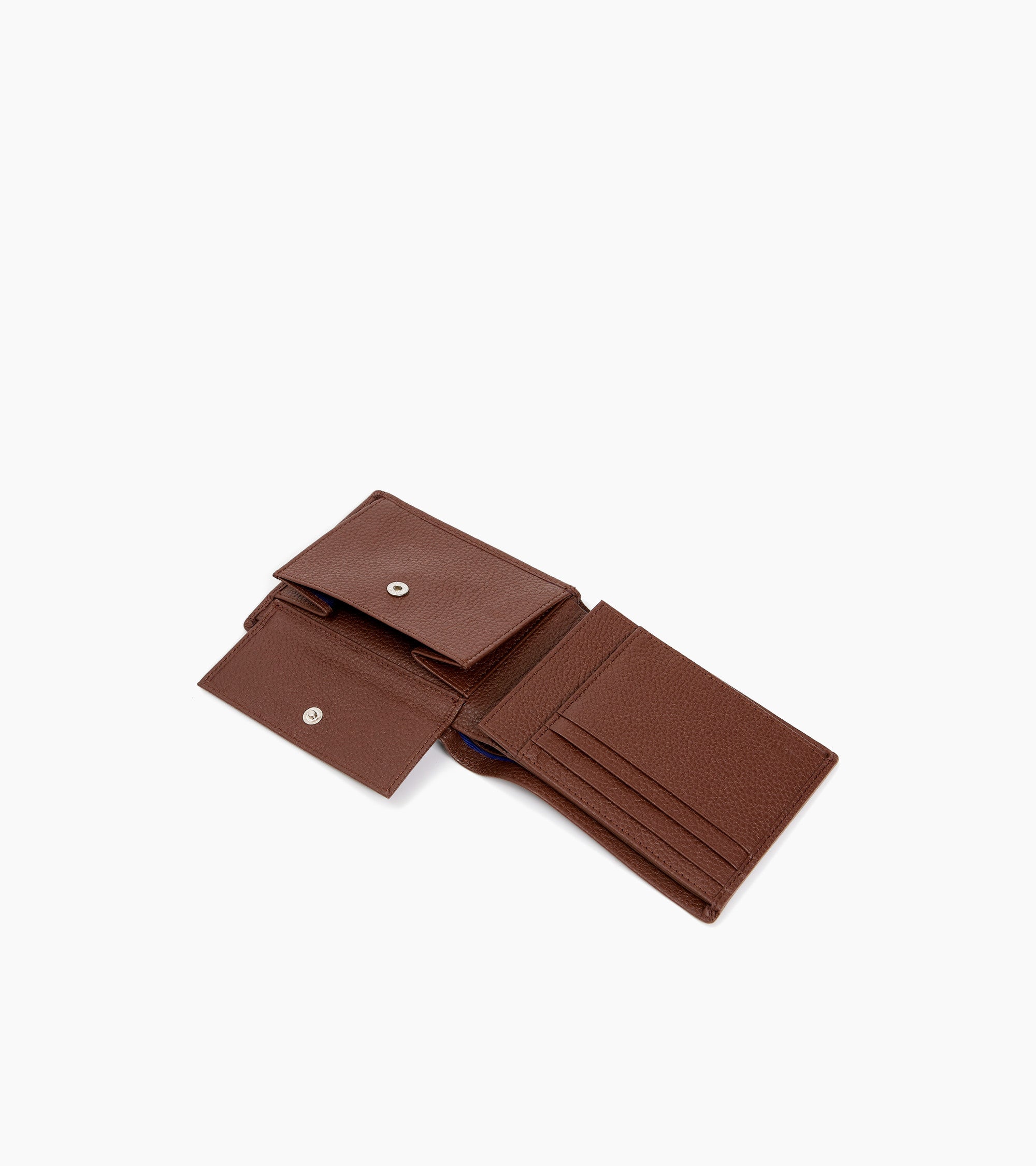 Charles flap wallet with 2 gussets in grained leather