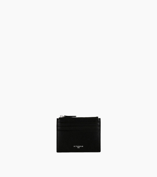 Charles zipped card holder in grained leather