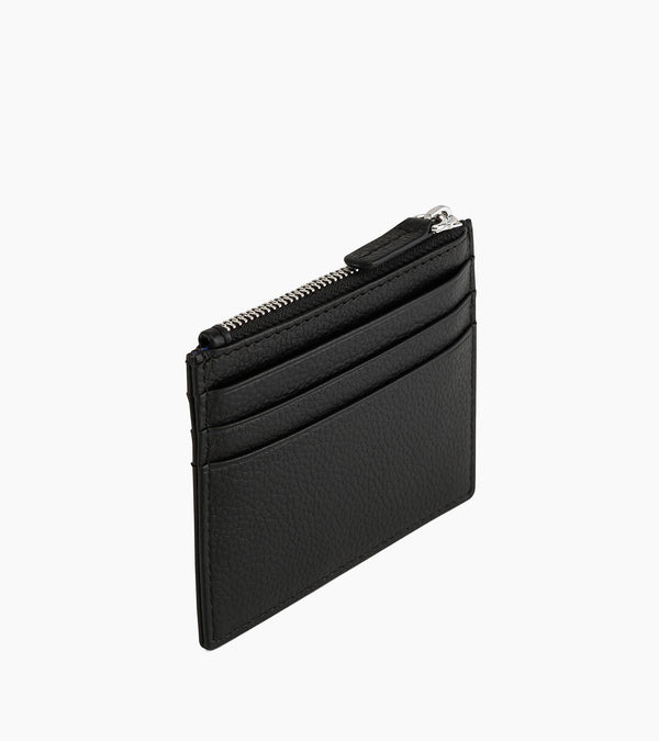 Charles zipped card holder in grained leather