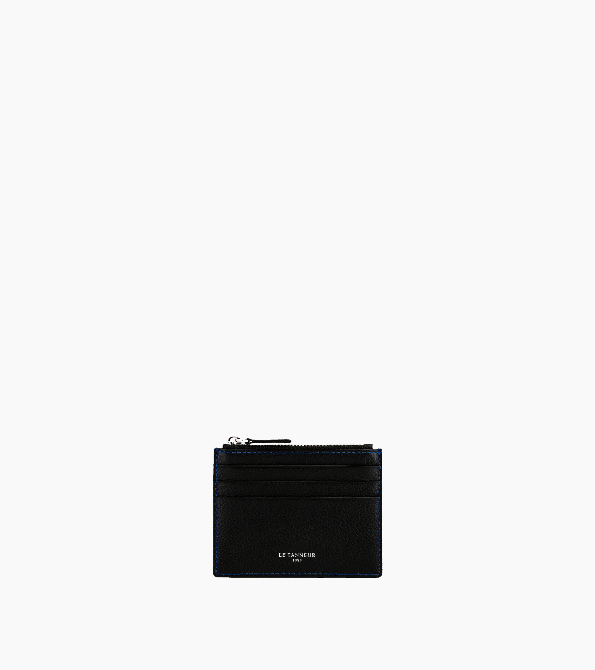 Charles zipped card holder in grained leather