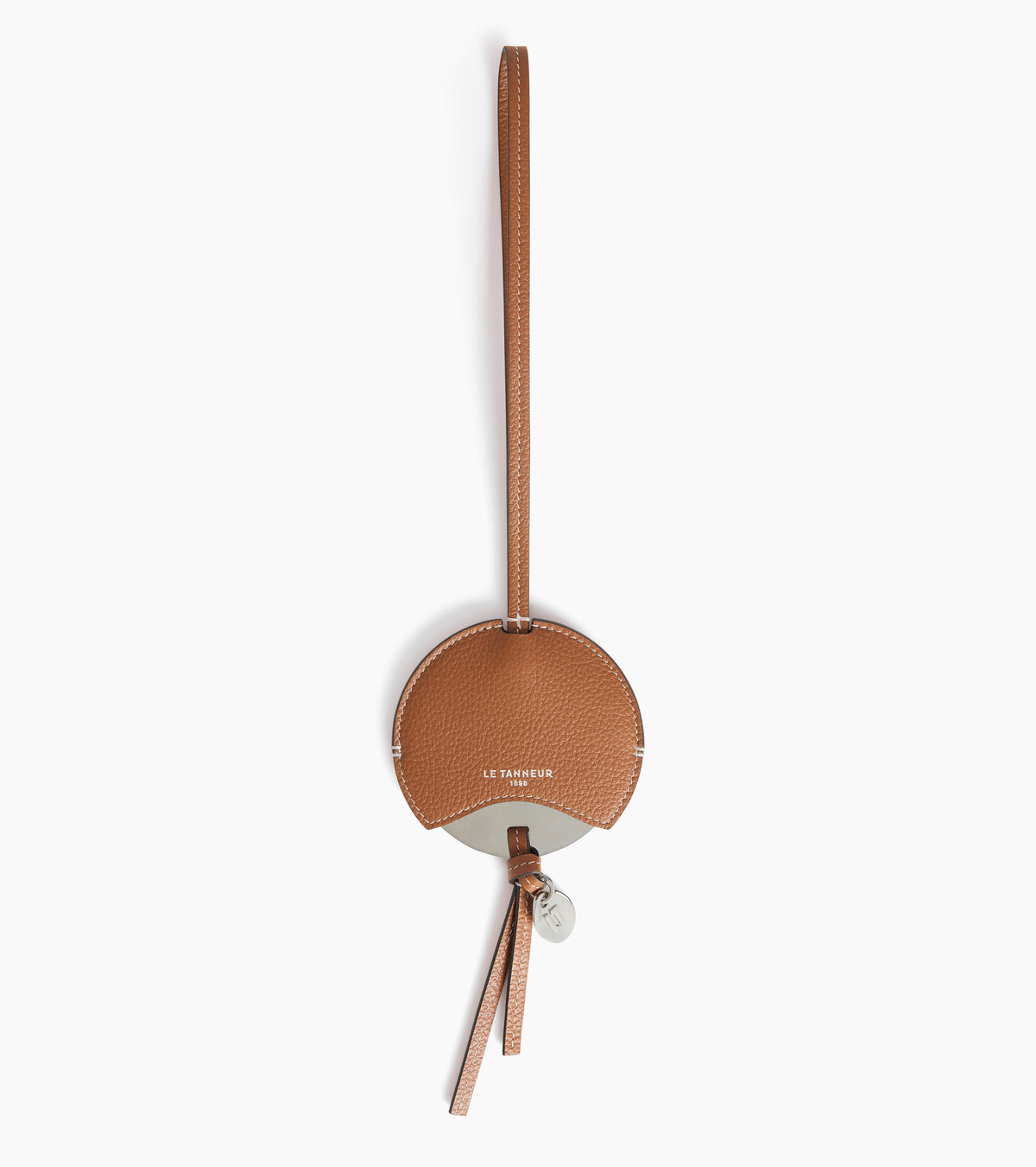Mirror charm in grained leather