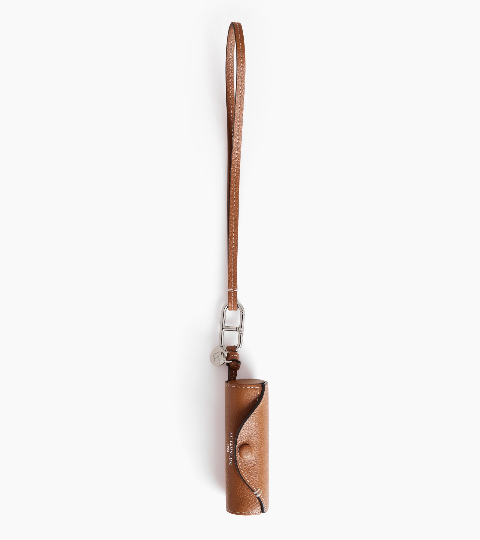 Lipstick case charm in grained leather