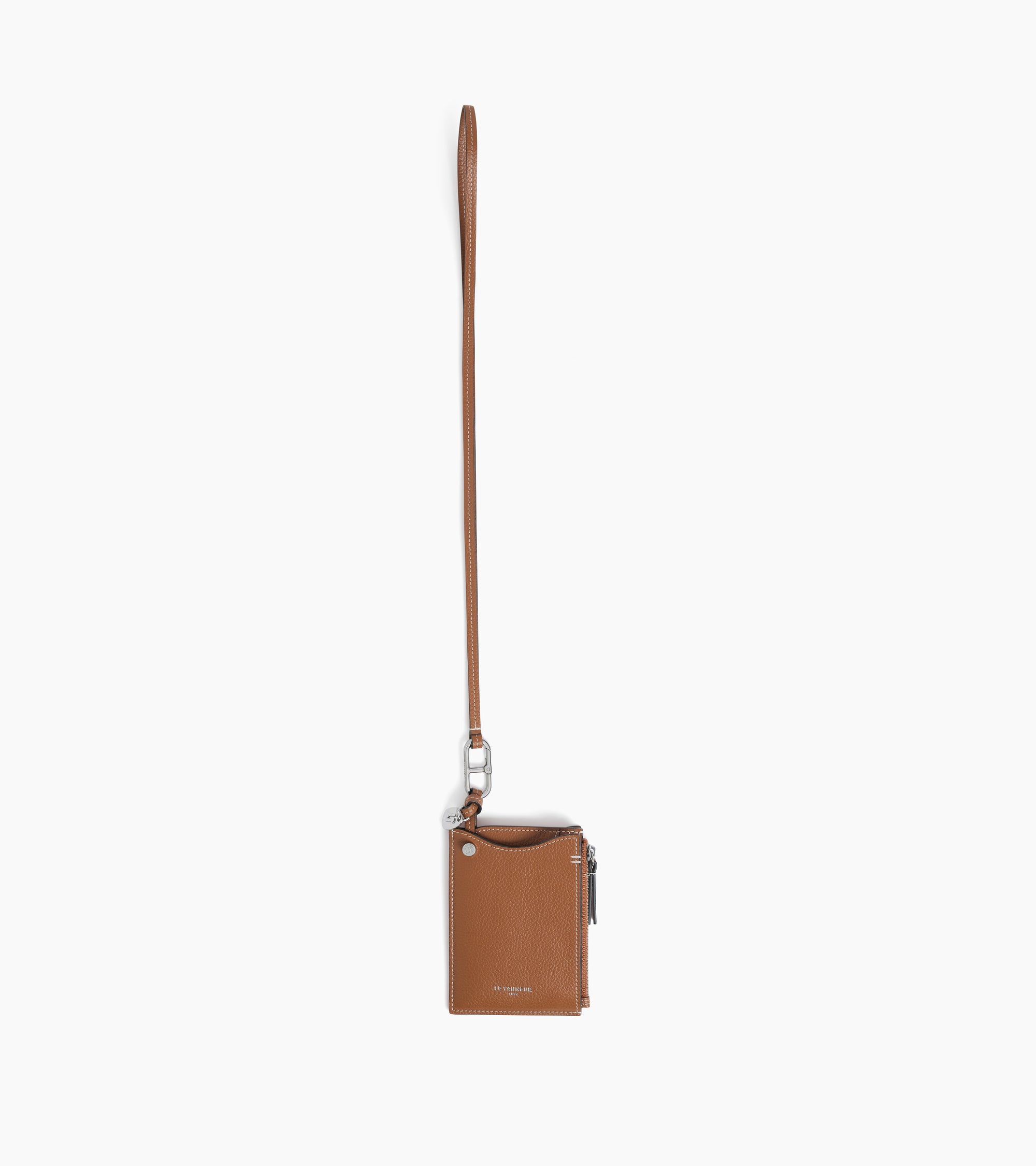 Card holder charm in grained leather