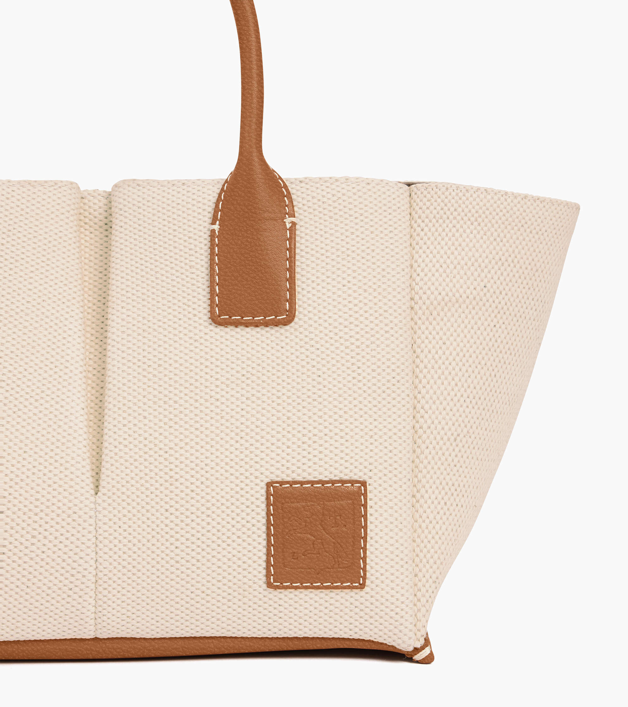 Elena small handbag in cotton canvas and grained leather