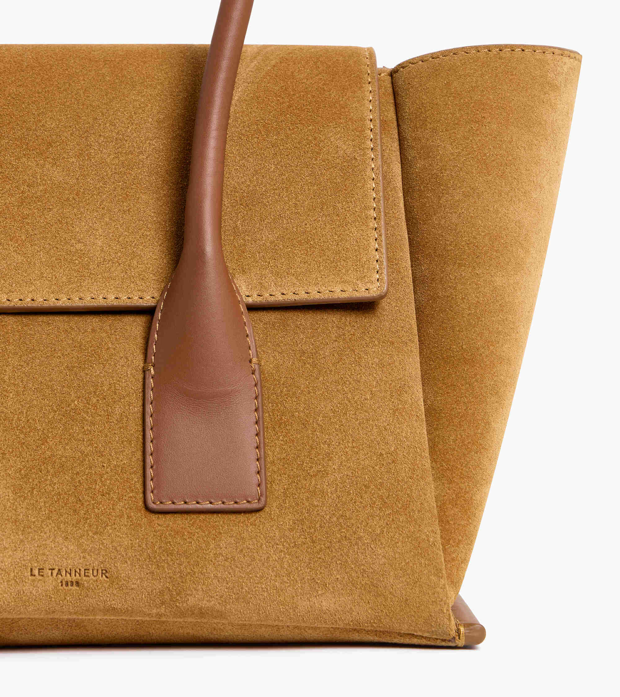 Elena medium tote bag with flap in suede split leather
