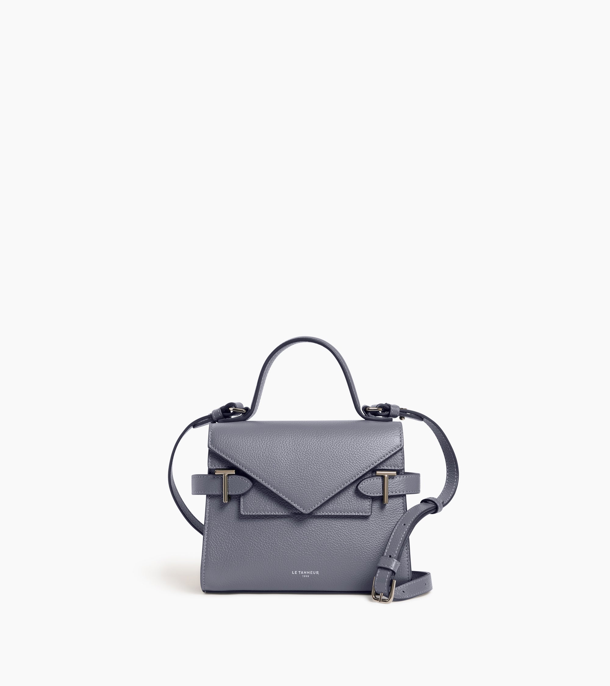 Emilie small handbag with double flap in grained leather