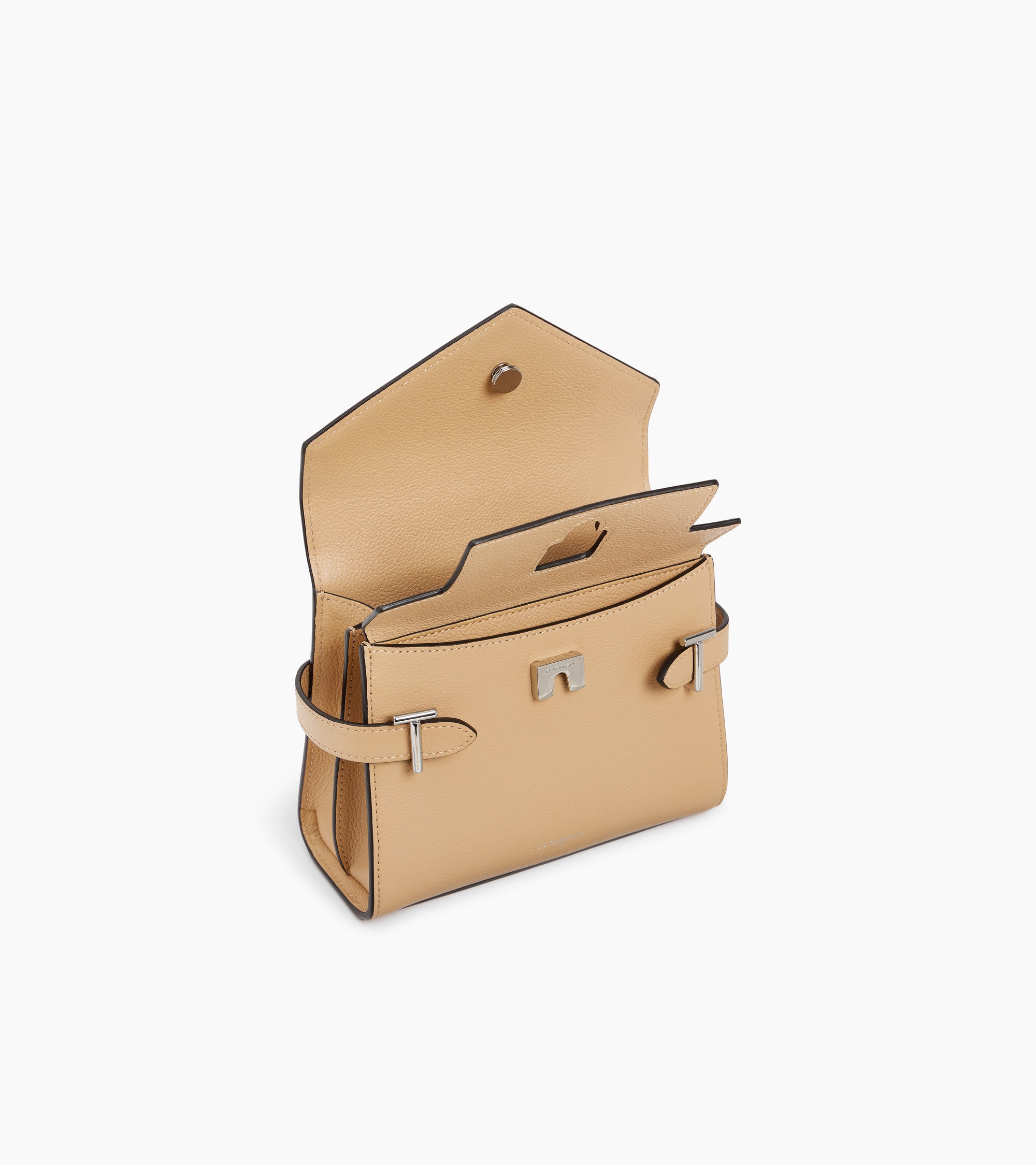 Emilie small handbag with double flap in grained leather