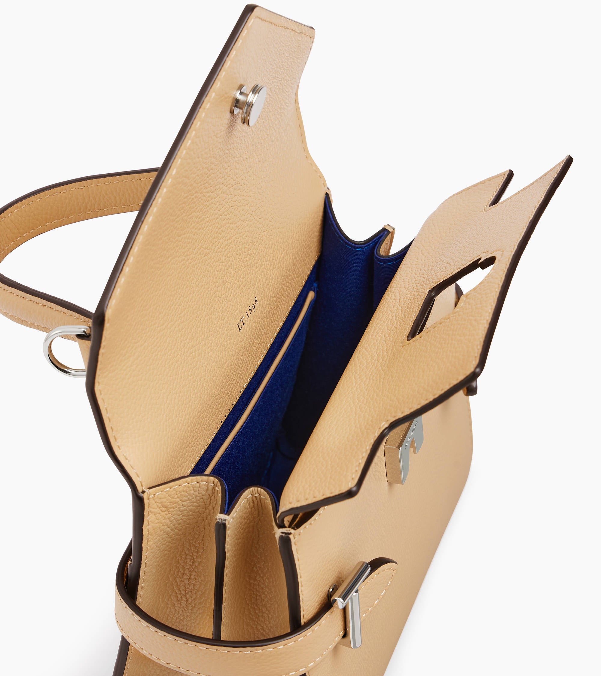 Emilie small handbag with double flap in grained leather