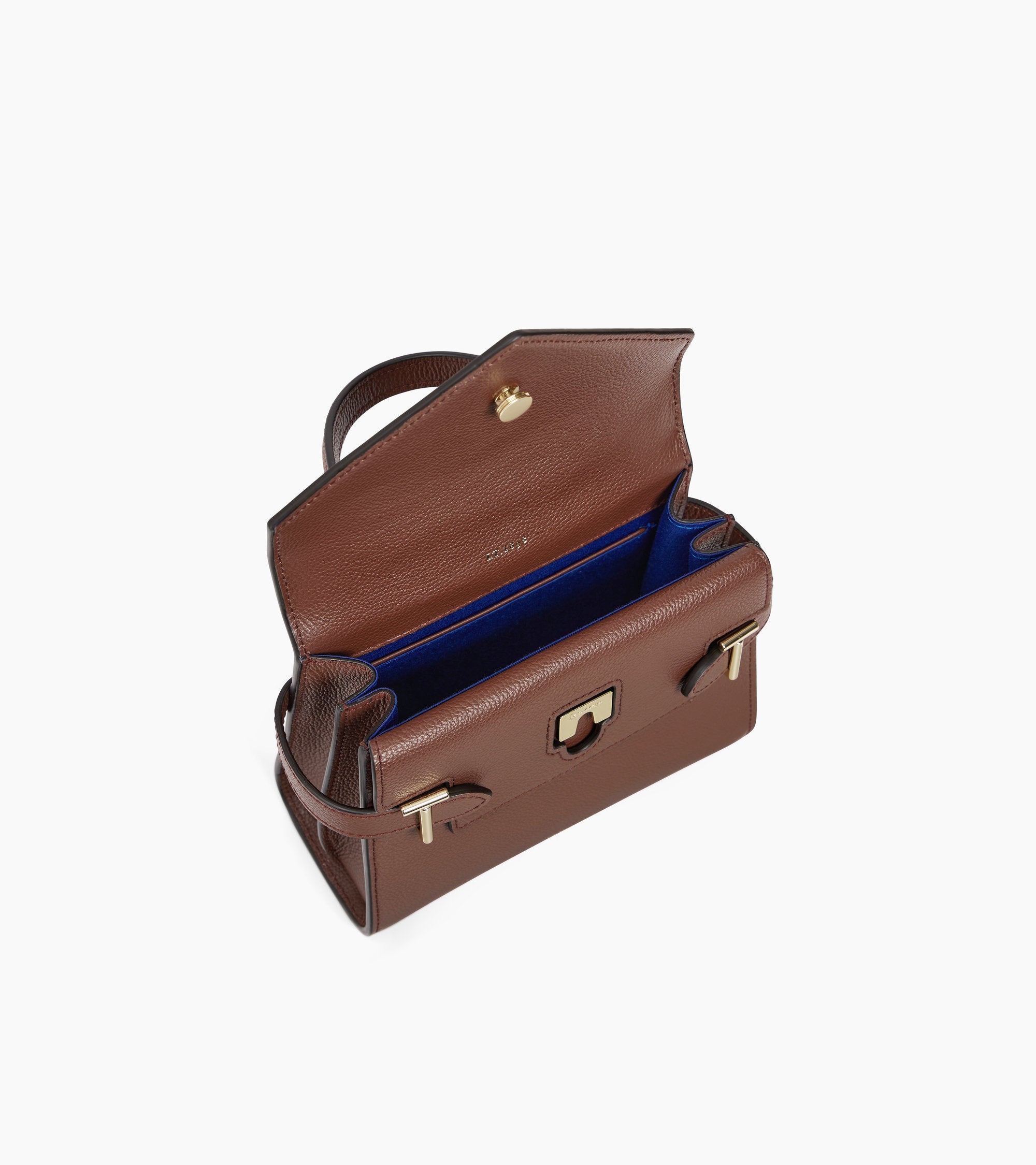 Emilie small handbag with double flap in grained leather