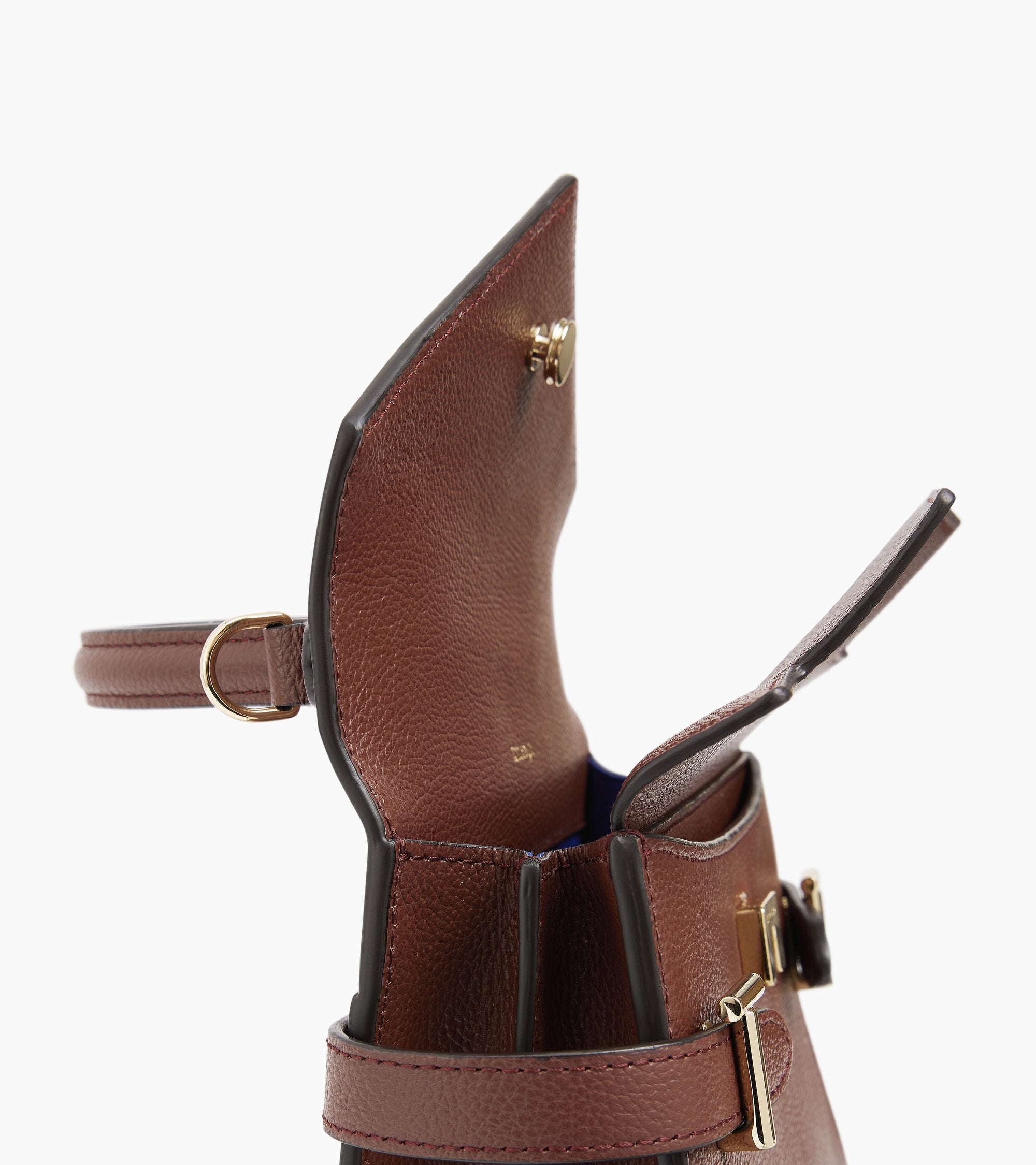 Emilie small handbag with double flap in grained leather