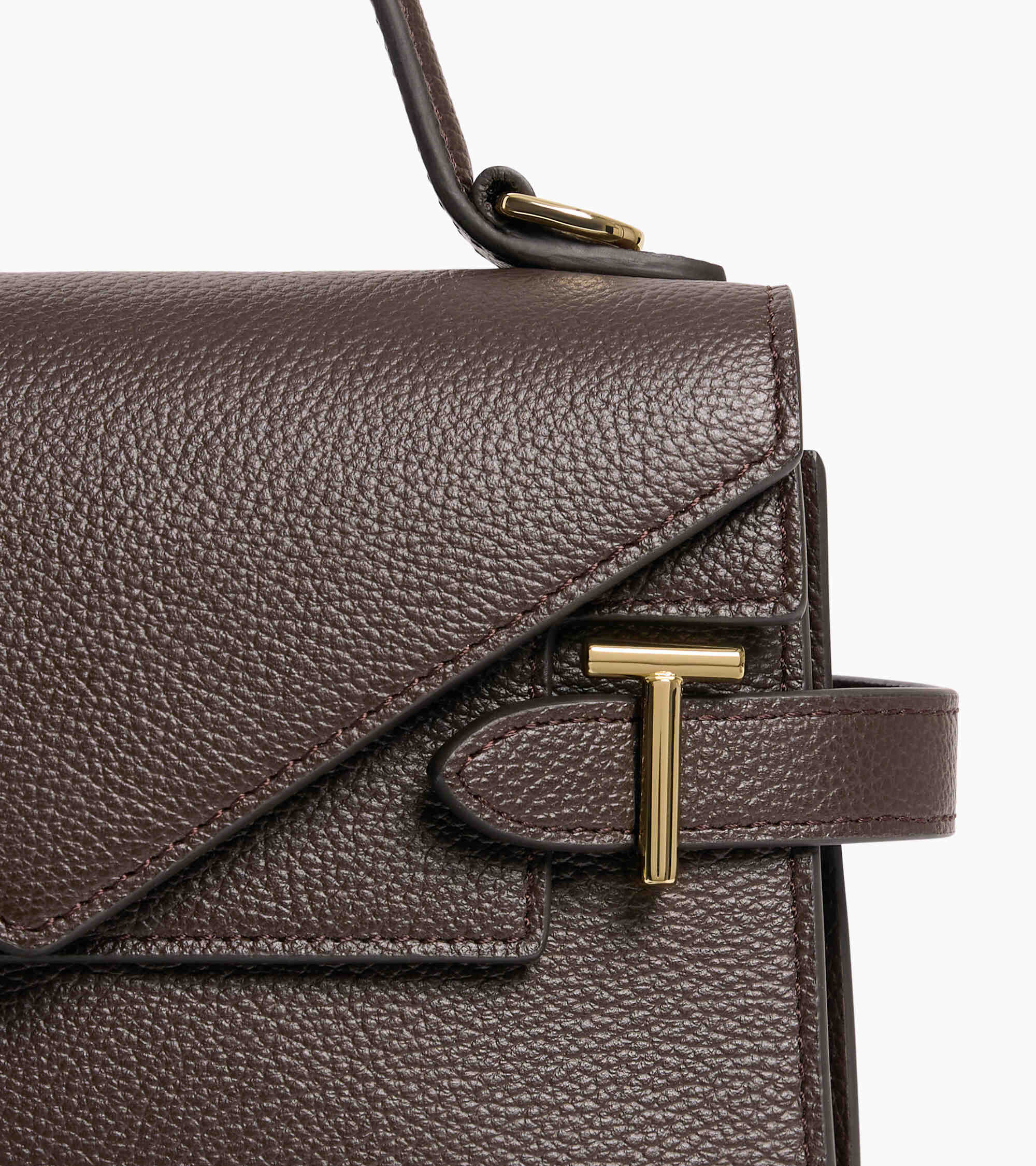 Emilie small handbag with double flap in grained leather
