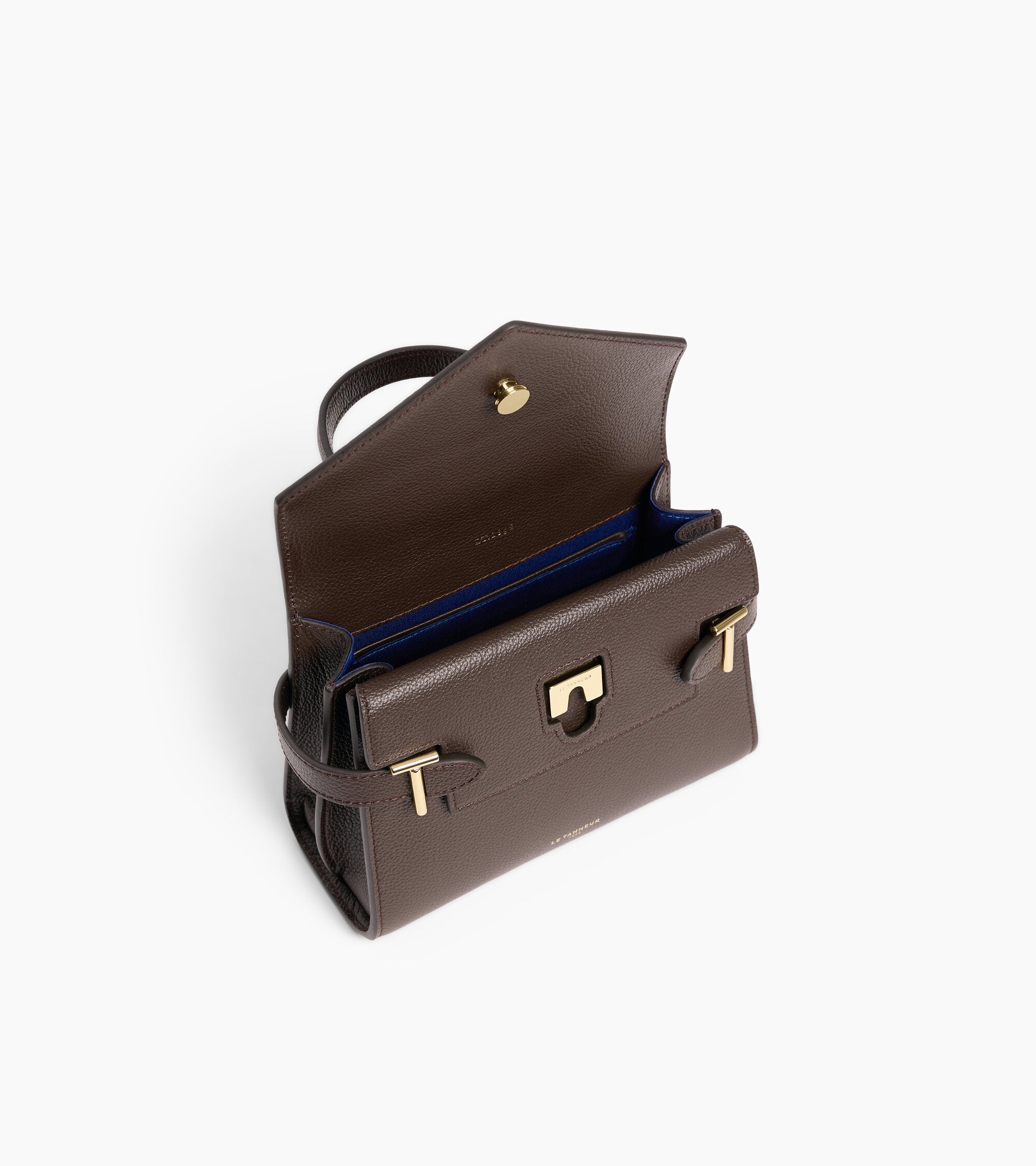 Emilie small handbag with double flap in grained leather
