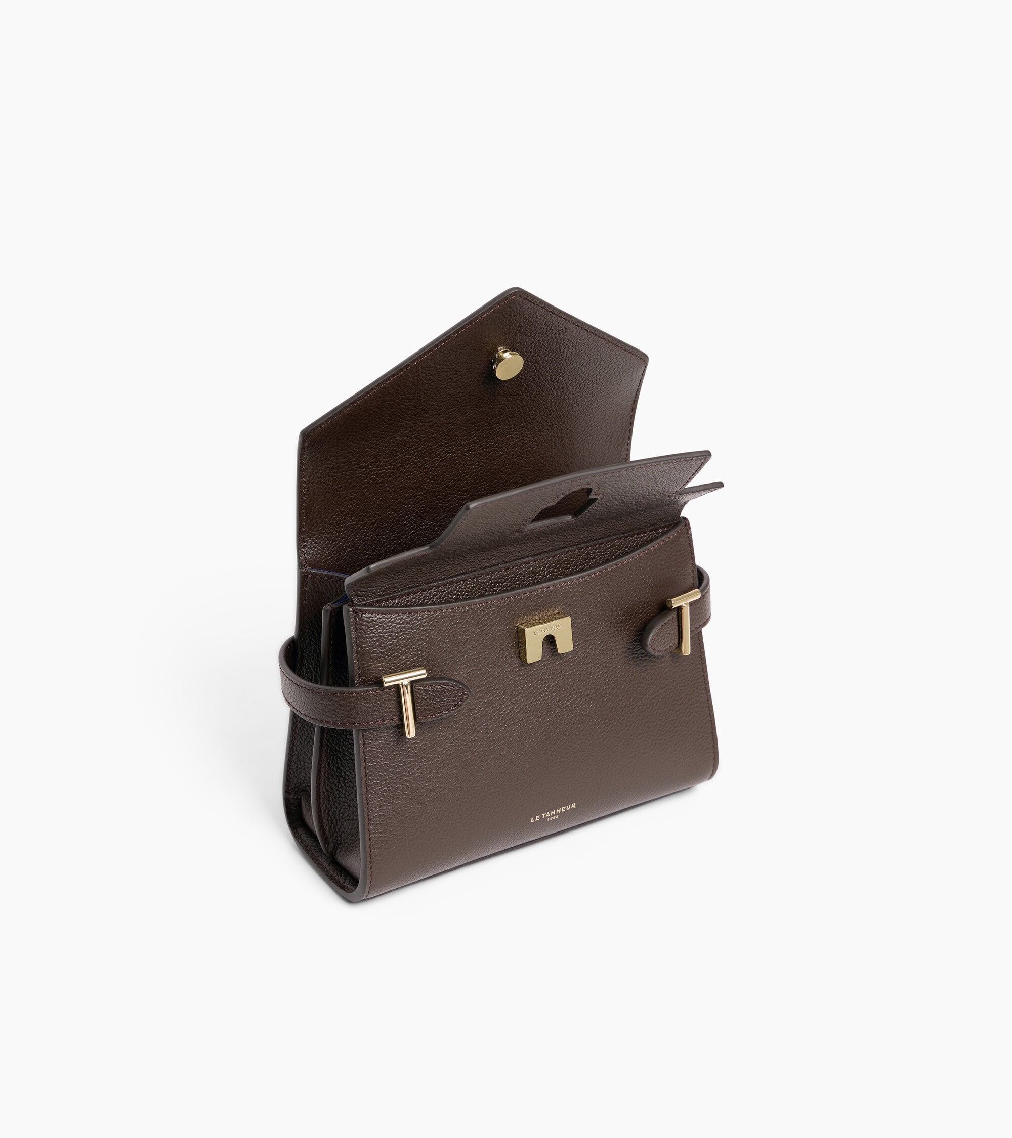Emilie small handbag with double flap in grained leather