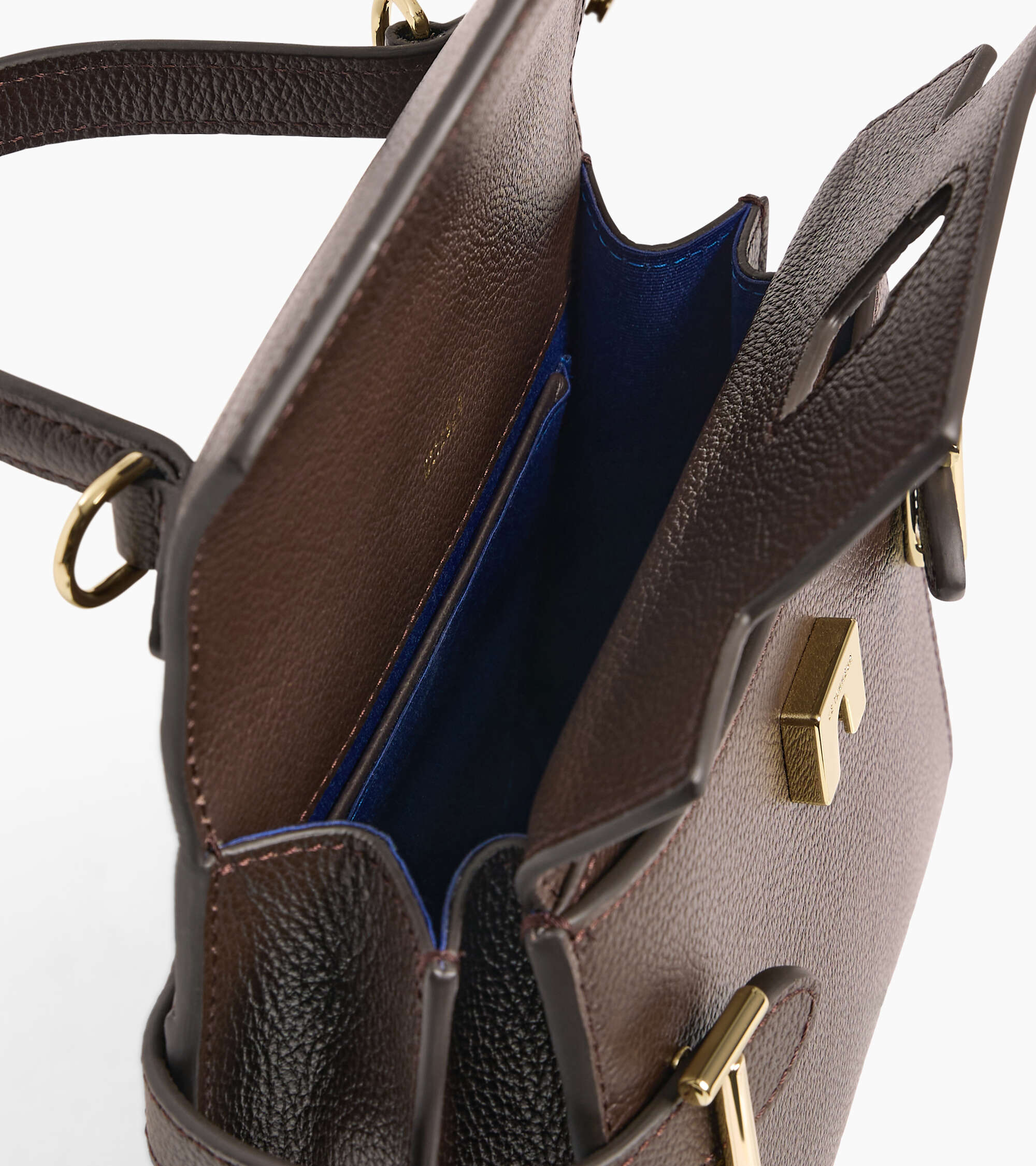 Emilie small handbag with double flap in grained leather