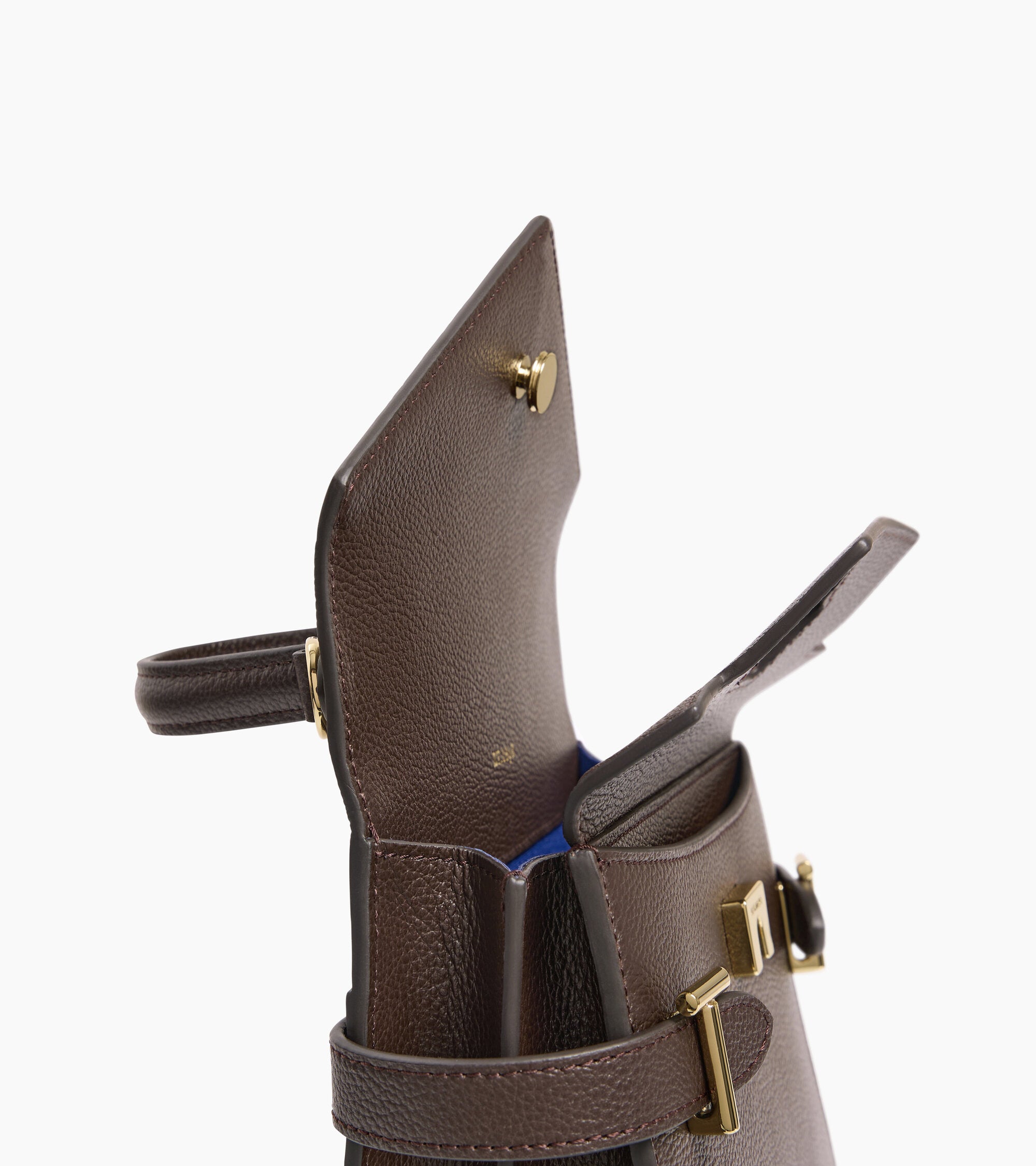 Emilie small handbag with double flap in grained leather