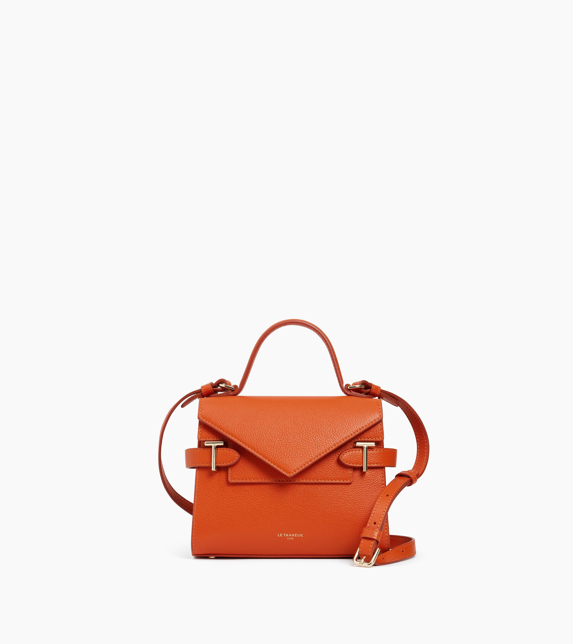 Emilie small handbag with double flap in grained leather