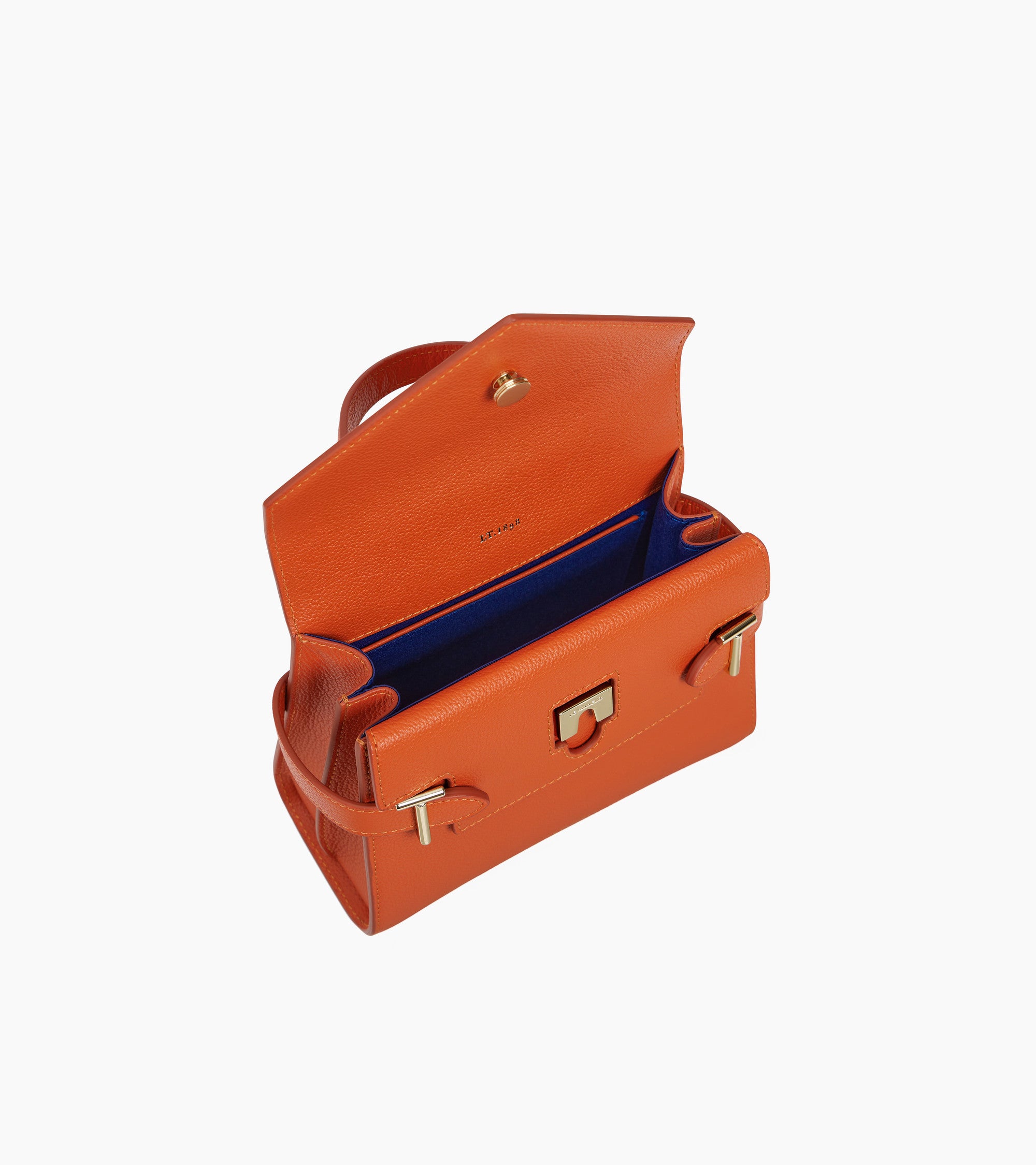 Emilie small handbag with double flap in grained leather