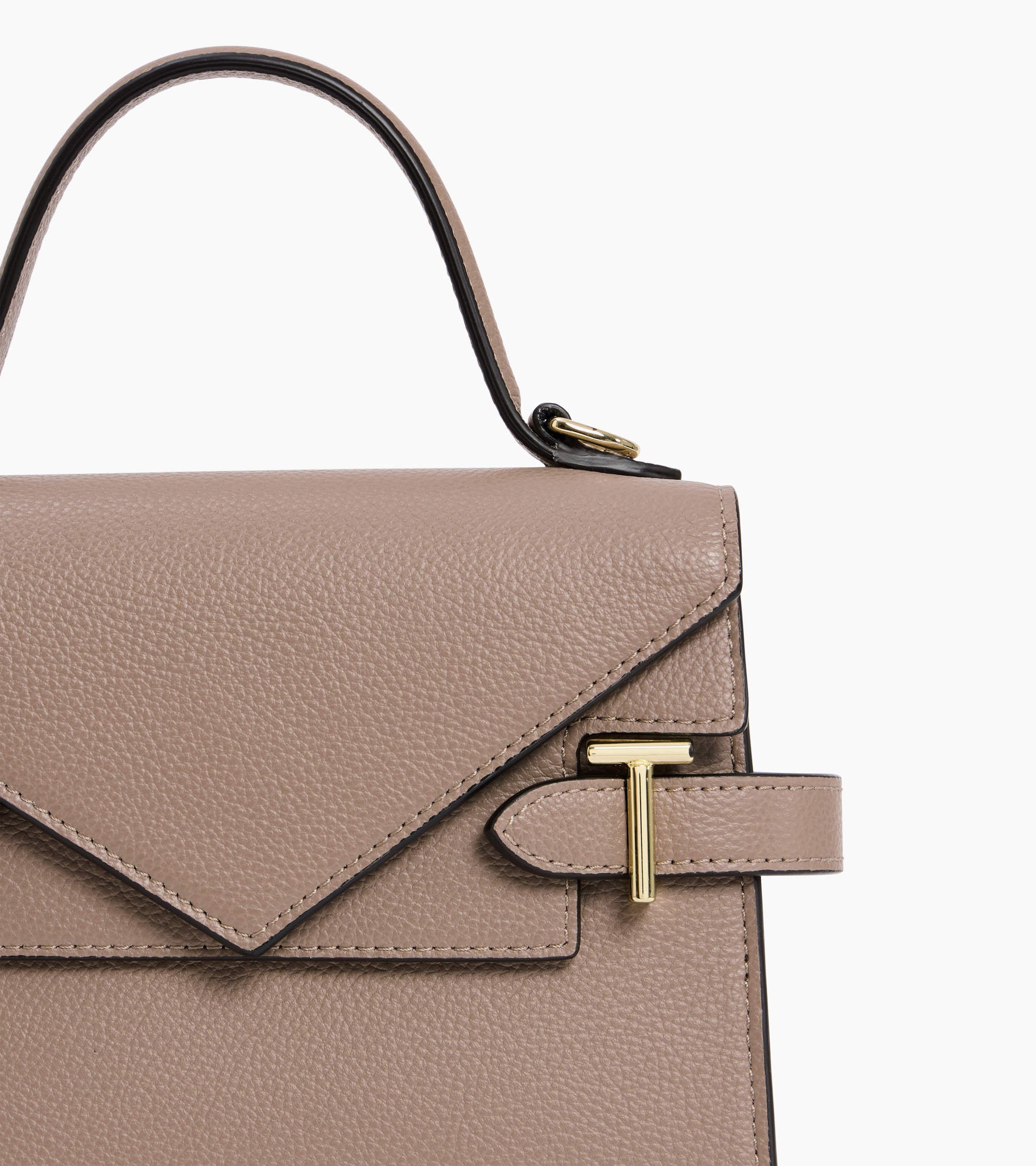 Emilie small handbag with double flap in grained leather