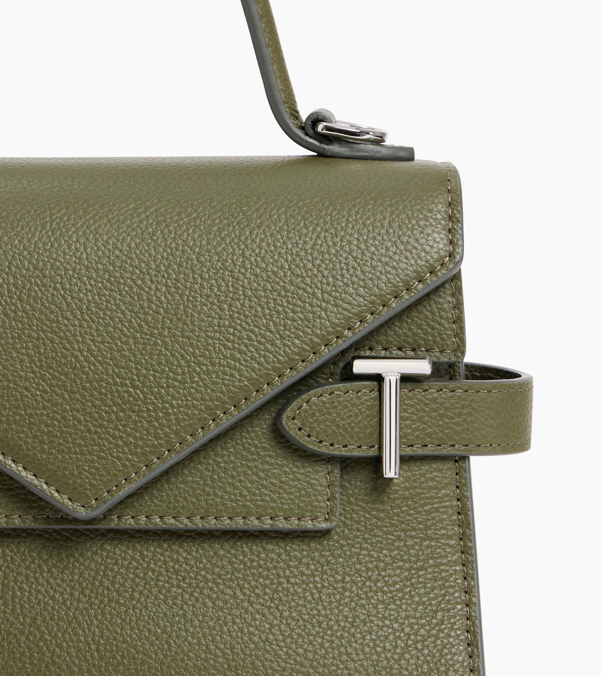 Emilie small handbag with double flap in grained leather