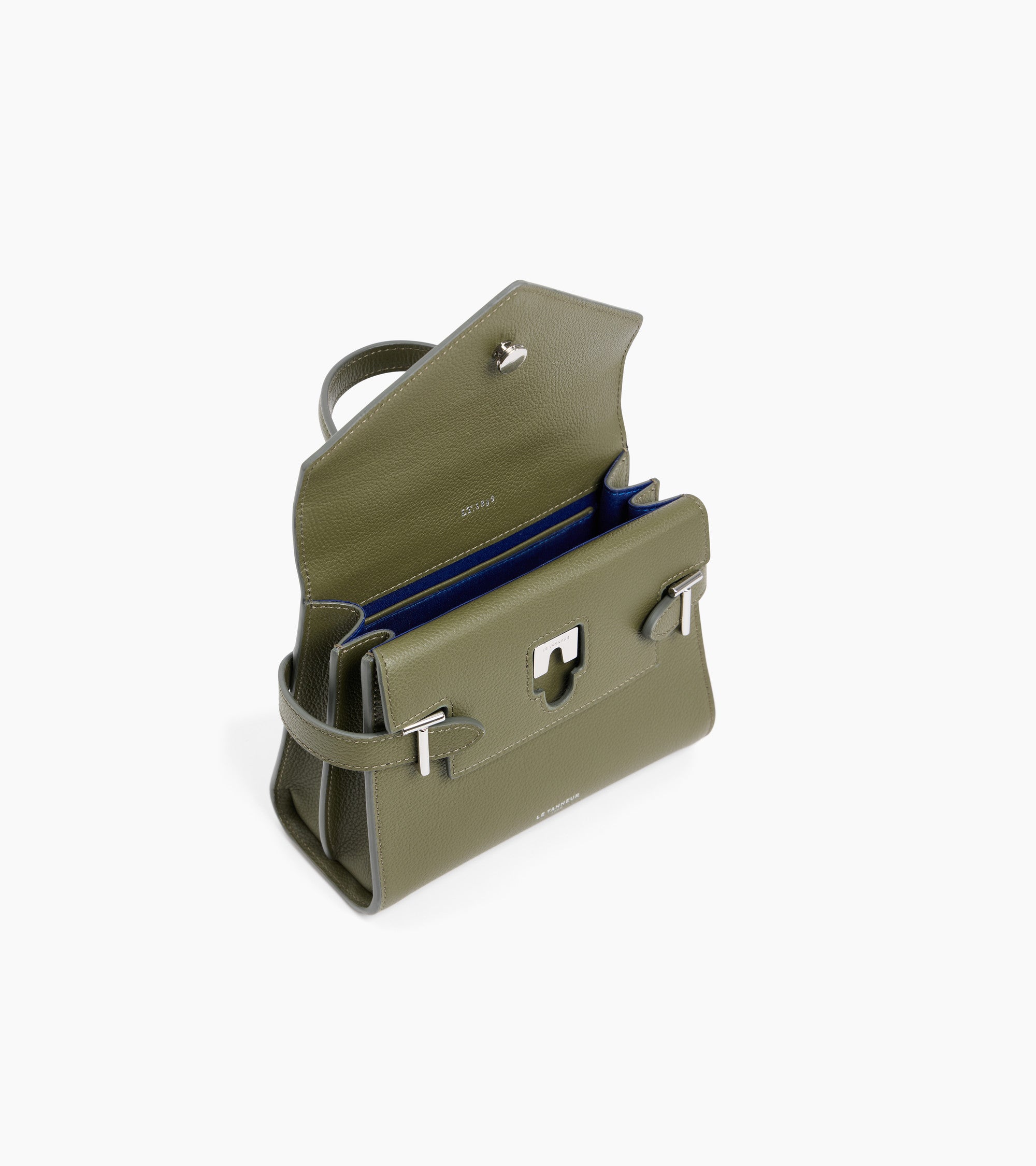 Emilie small handbag with double flap in grained leather