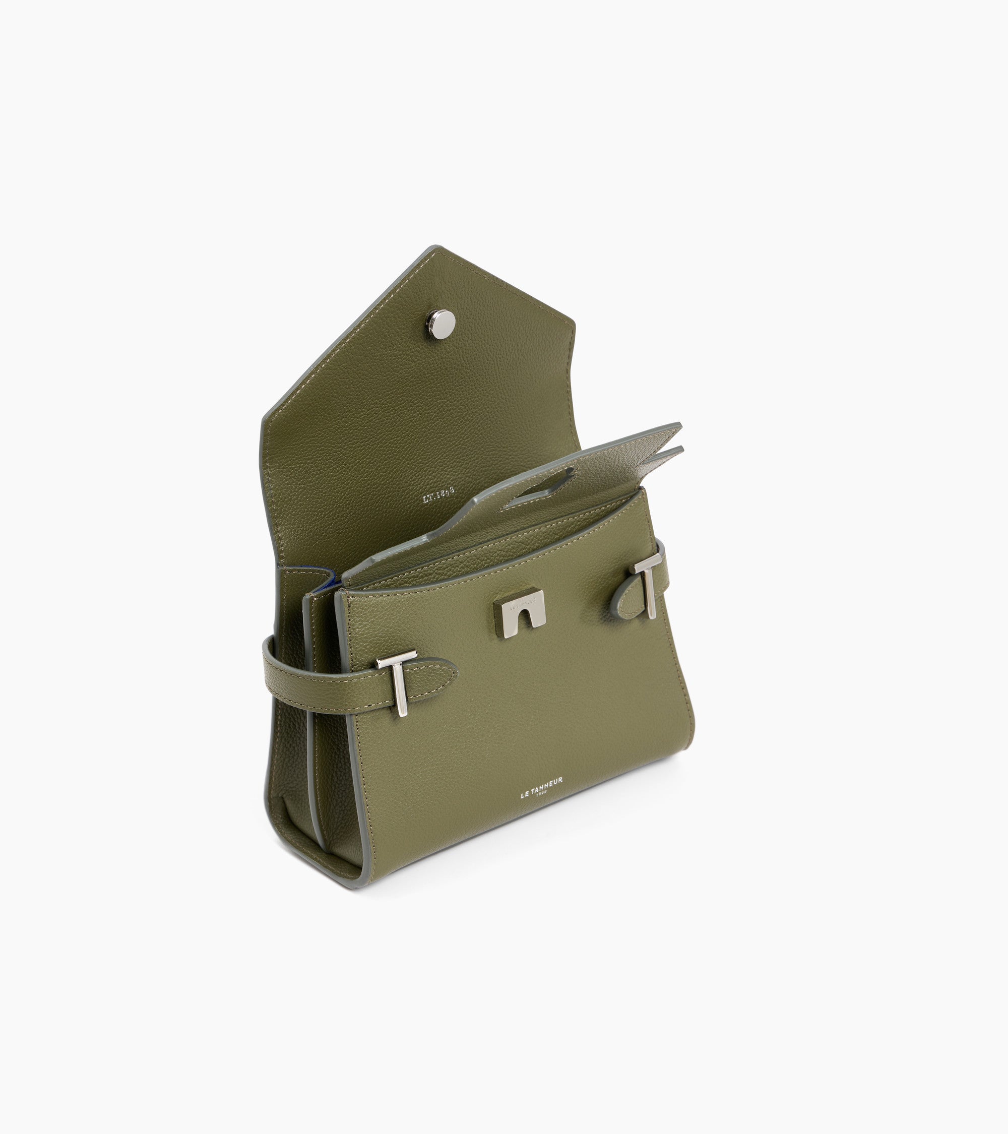 Emilie small handbag with double flap in grained leather