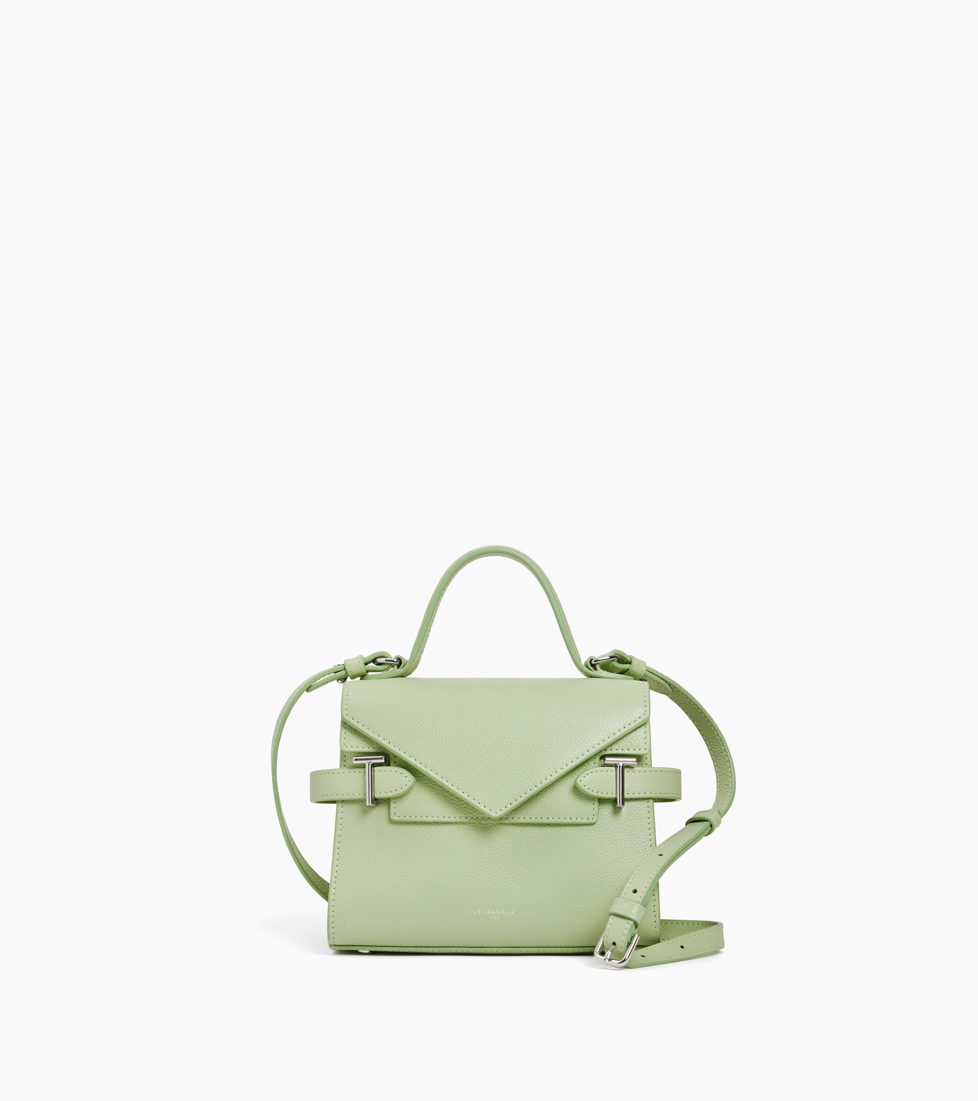 Emilie small handbag with double flap in grained leather