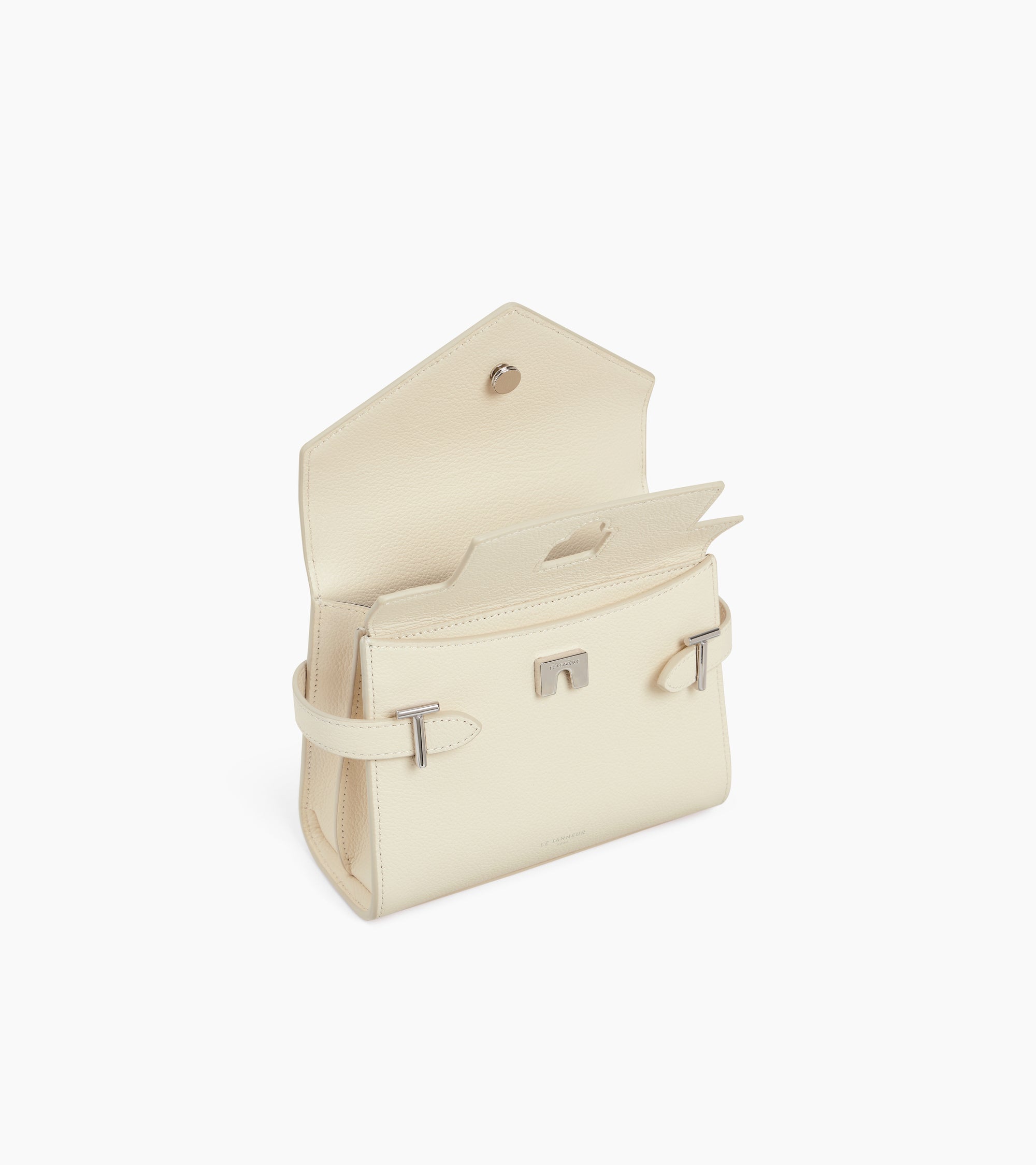 Emilie small handbag with double flap in grained leather