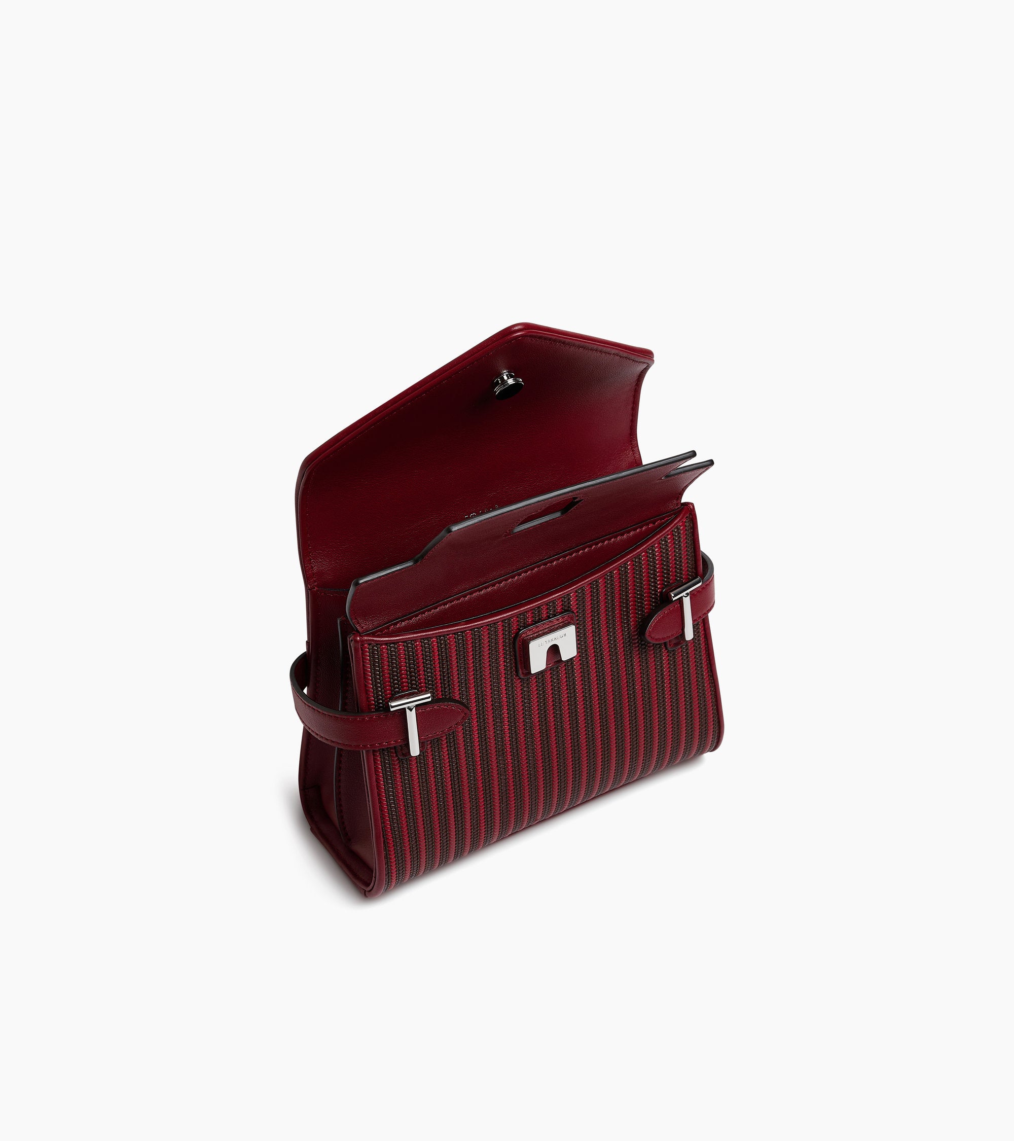 Emilie small double-flap handbag in braided leather